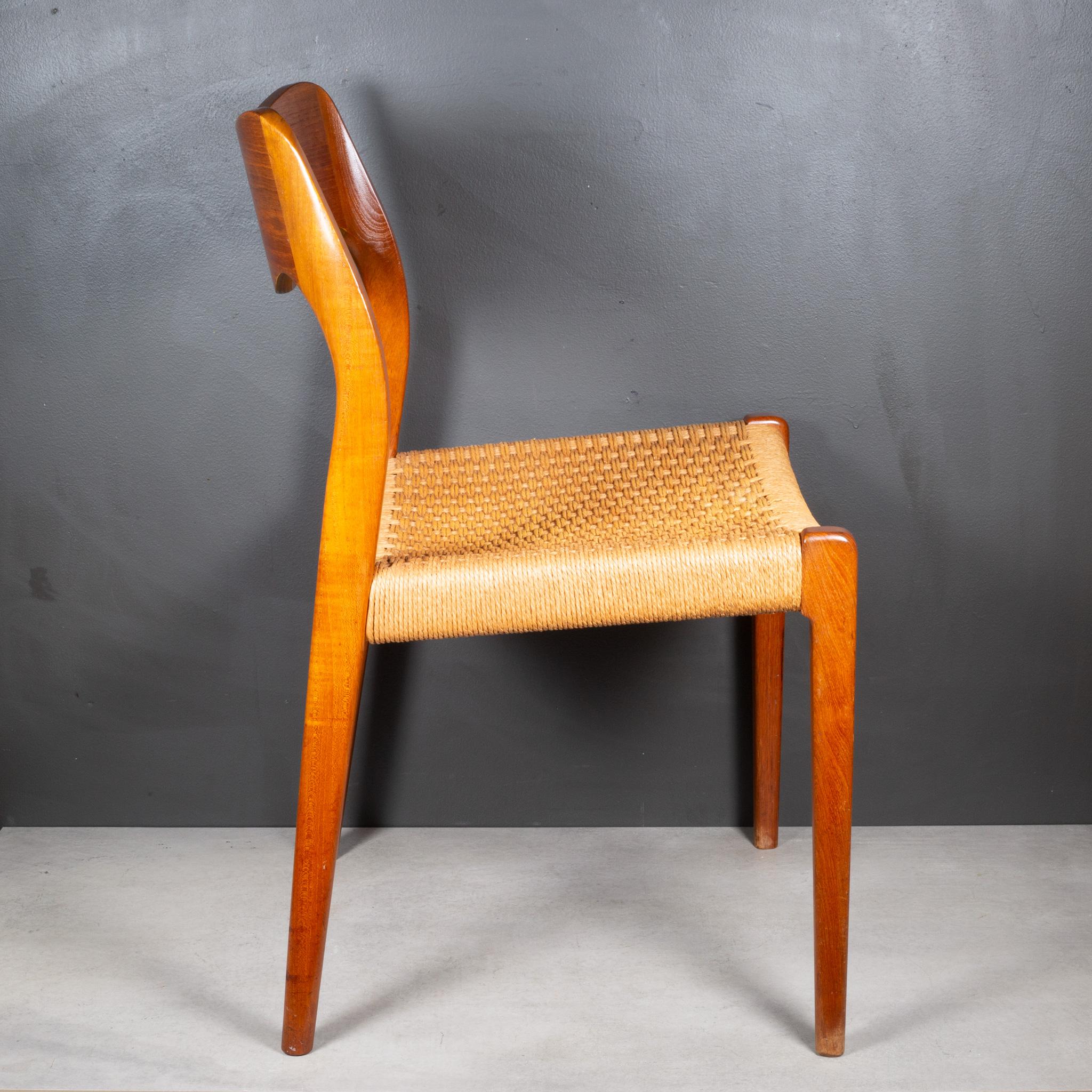 Mid-century Niels Otto Moller Model #71 Teak and Rush Dining Chairs c.1960 In Good Condition In San Francisco, CA