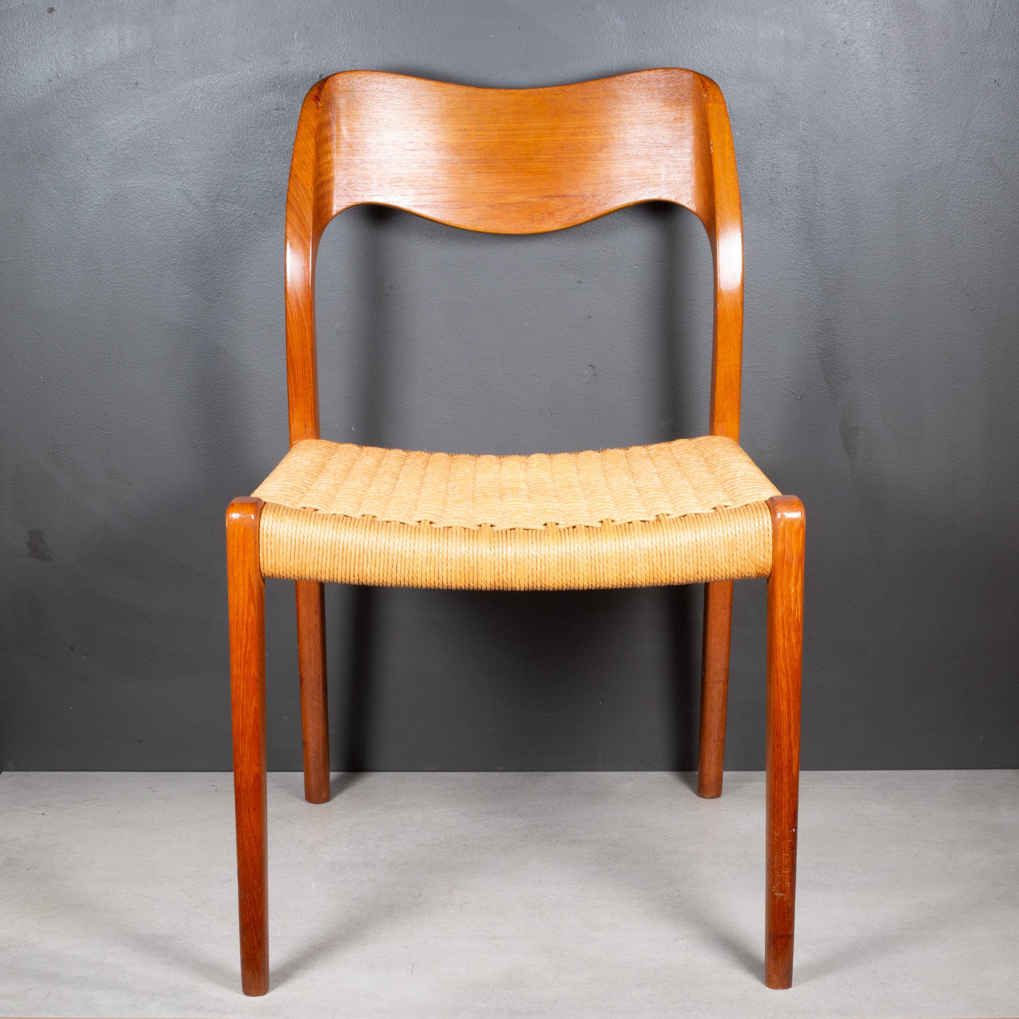 20th Century Mid-century Niels Otto Moller Model #71 Teak and Rush Dining Chairs c.1960