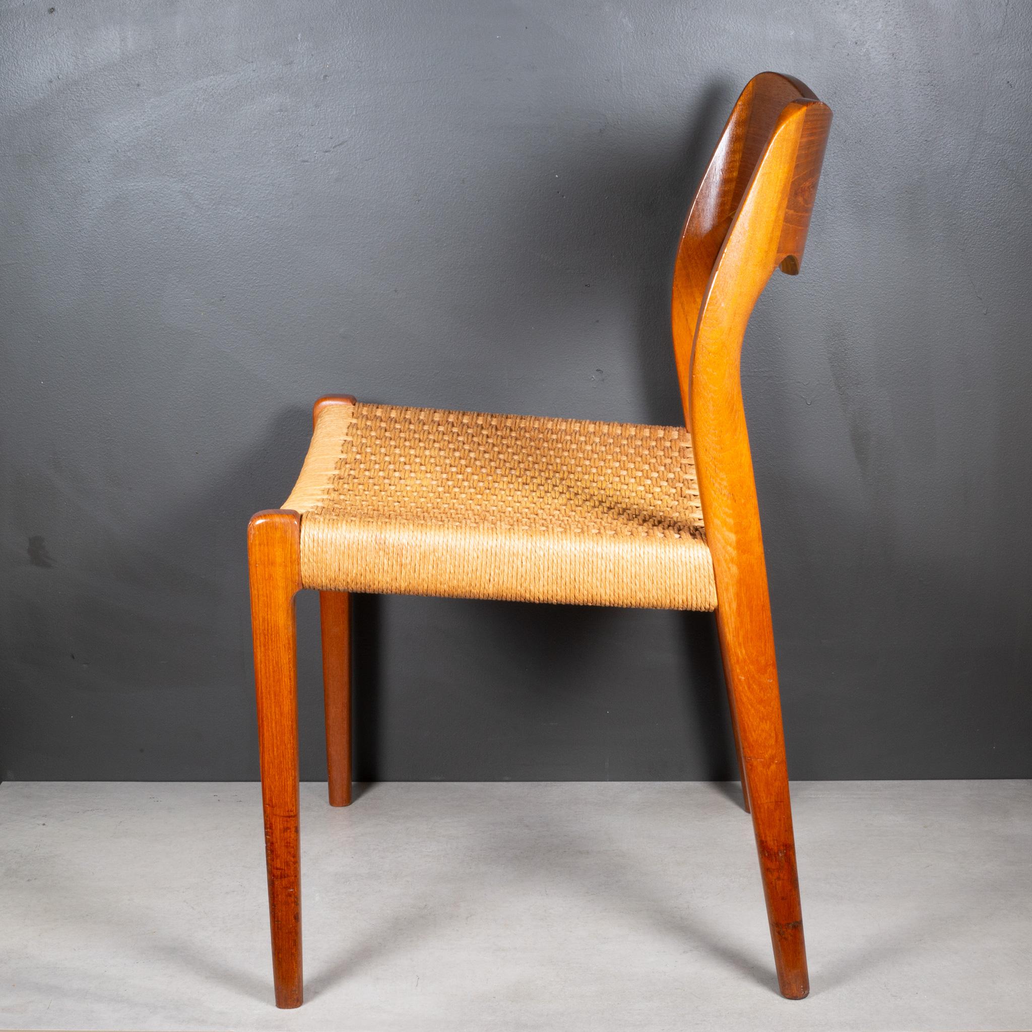 Mid-century Niels Otto Moller Model #71 Teak and Rush Dining Chairs c.1960 1