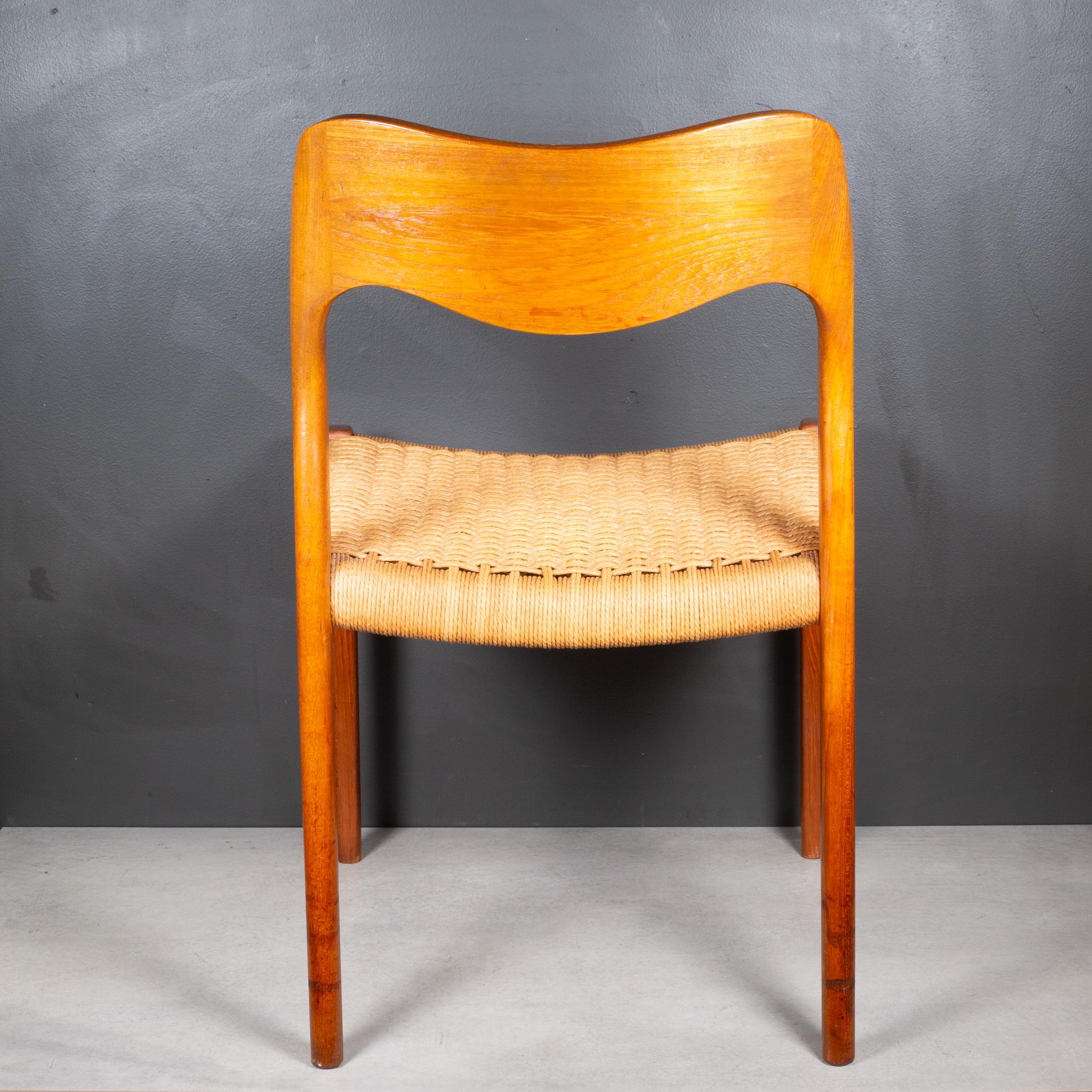Mid-century Niels Otto Moller Model #71 Teak and Rush Dining Chairs c.1960 2