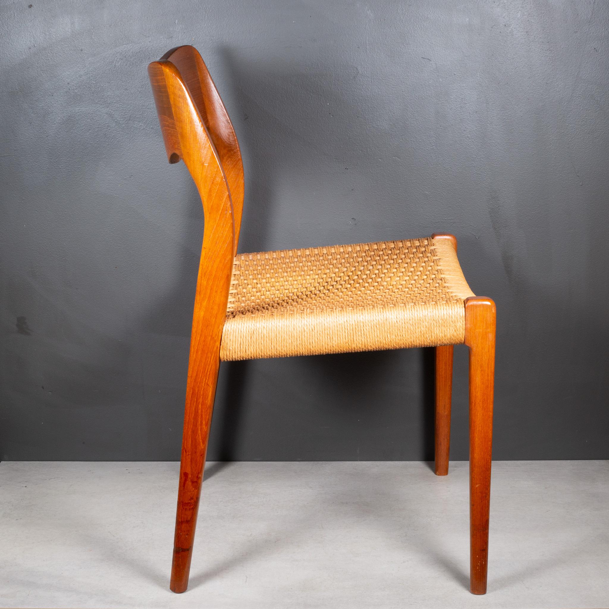Mid-century Niels Otto Moller Model #71 Teak and Rush Dining Chairs c.1960 3