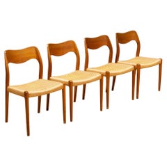 Mid-century Niels Otto Moller Model #71 Teak and Rush Dining Chairs c.1960