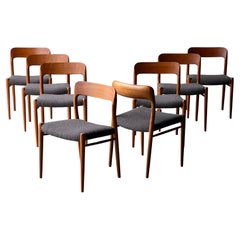 Mid-Century Niels Otto Moller Model 75 Teak Dining Chairs - Set of 8