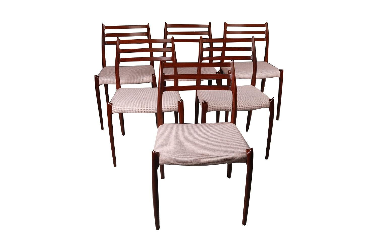 Upholstery Mid Century Niels Otto Moller Model 78 Rosewood Dining Chairs set of 6 For Sale