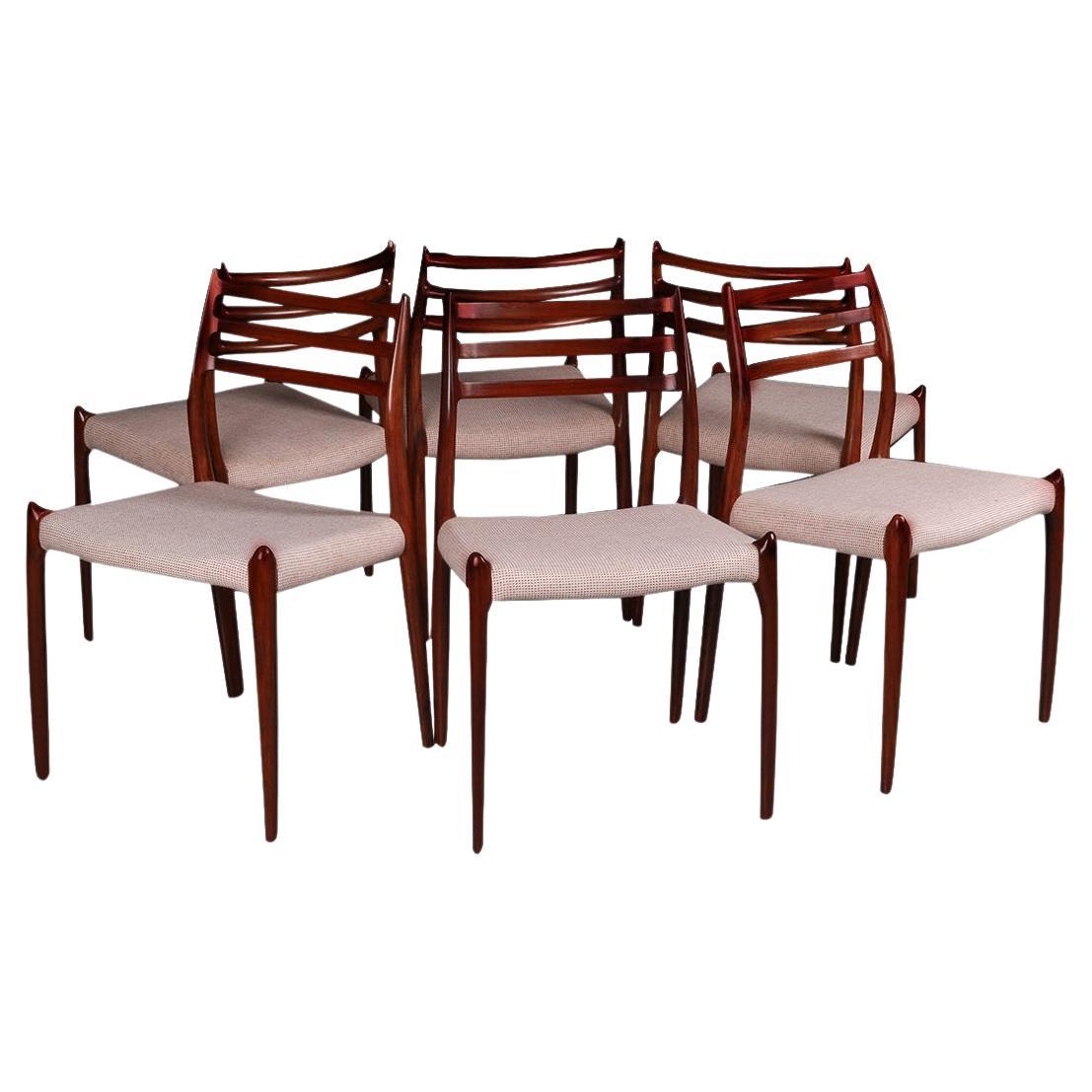 Mid Century Niels Otto Moller Model 78 Rosewood Dining Chairs set of 6 For Sale