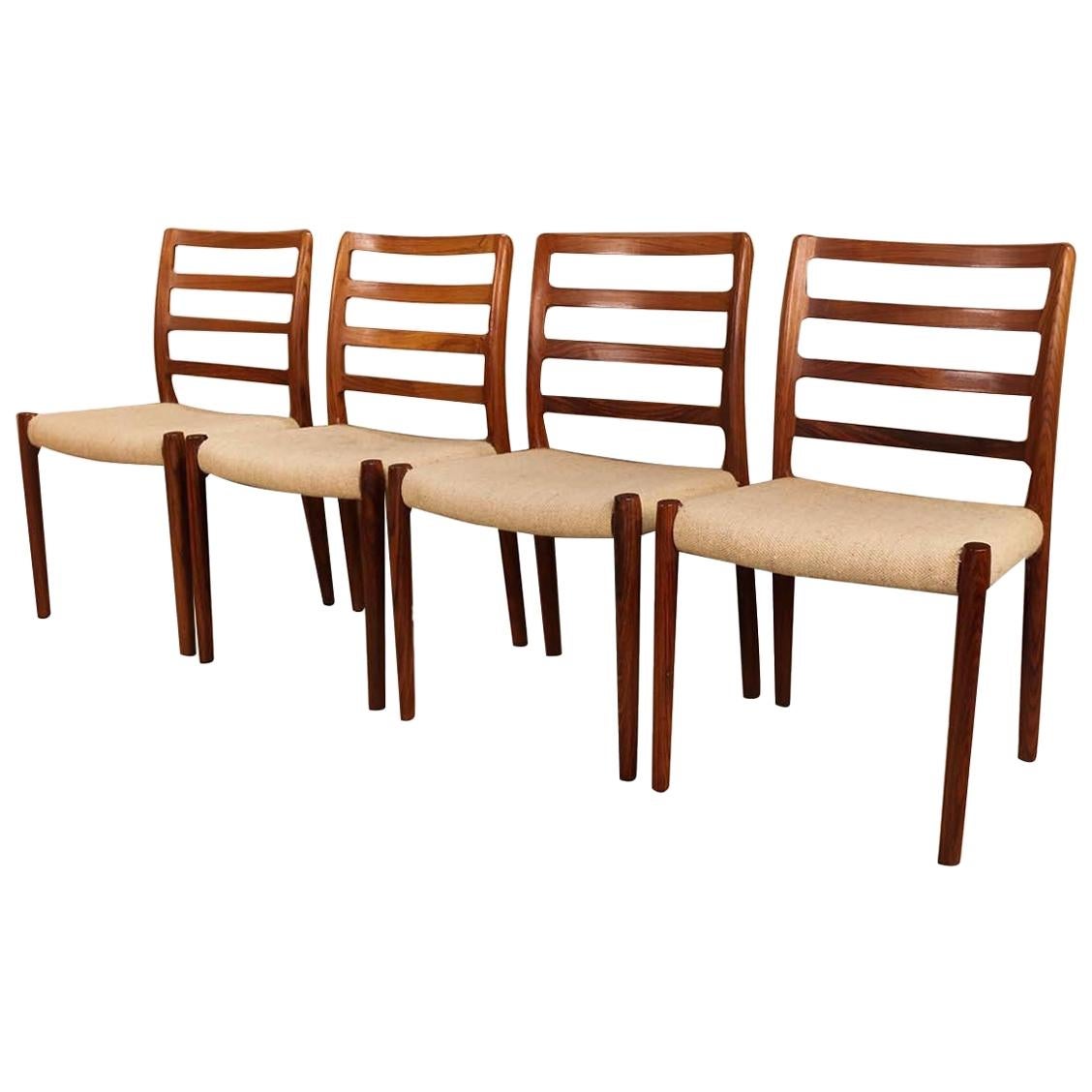 Midcentury Niels Otto Moller Model 85 Rosewood Dining Chairs