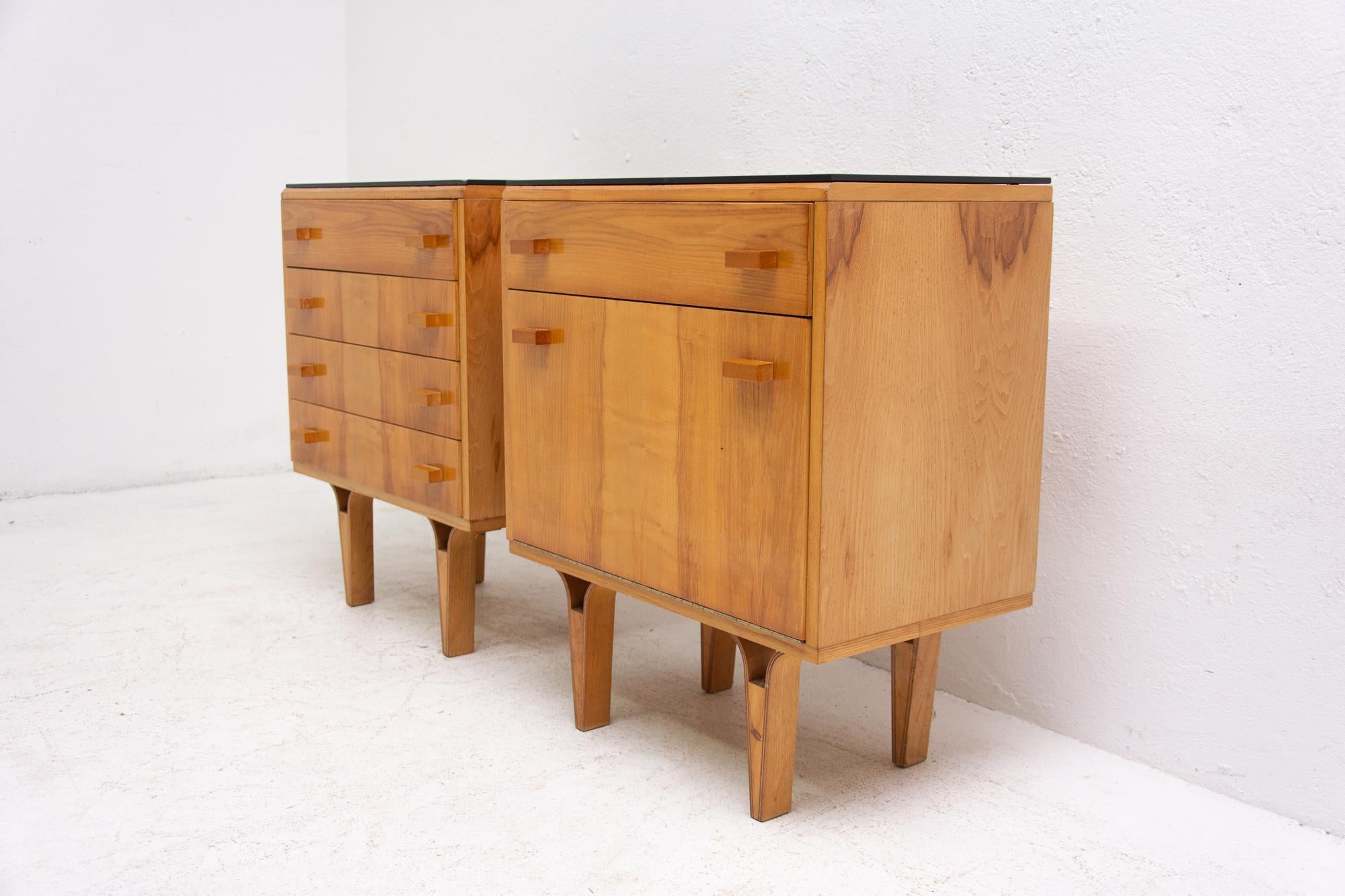 Scandinavian Modern Midcentury Nightstands, Chest of Drawers by Nový Domov, 1970s, Czechoslovakia