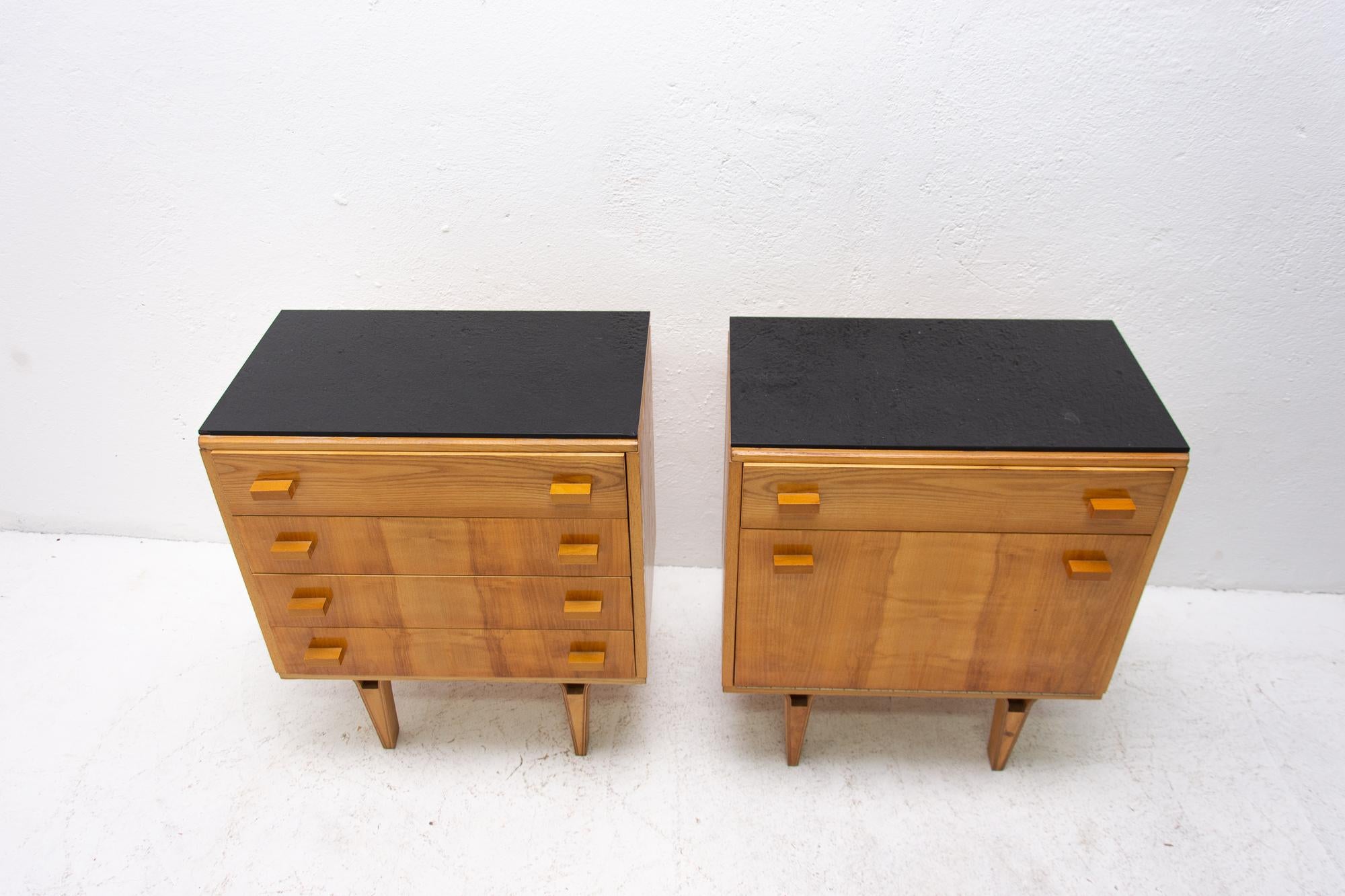Midcentury Nightstands, Chest of Drawers by Nový Domov, 1970s, Czechoslovakia In Good Condition In Prague 8, CZ