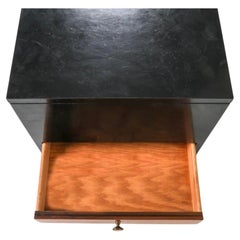 Mid century nightstand center Cube table with 4 drawers black lacquer rosewood