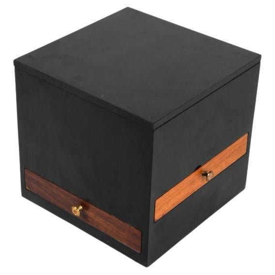 Woodwork Mid century nightstand center Cube table with 4 drawers black lacquer rosewood