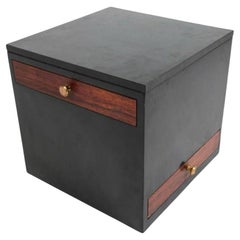 Mid century nightstand center Cube table with 4 drawers black lacquer rosewood