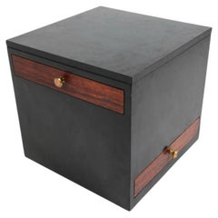Mid century nightstand center Cube table with 4 drawers black lacquer rosewood