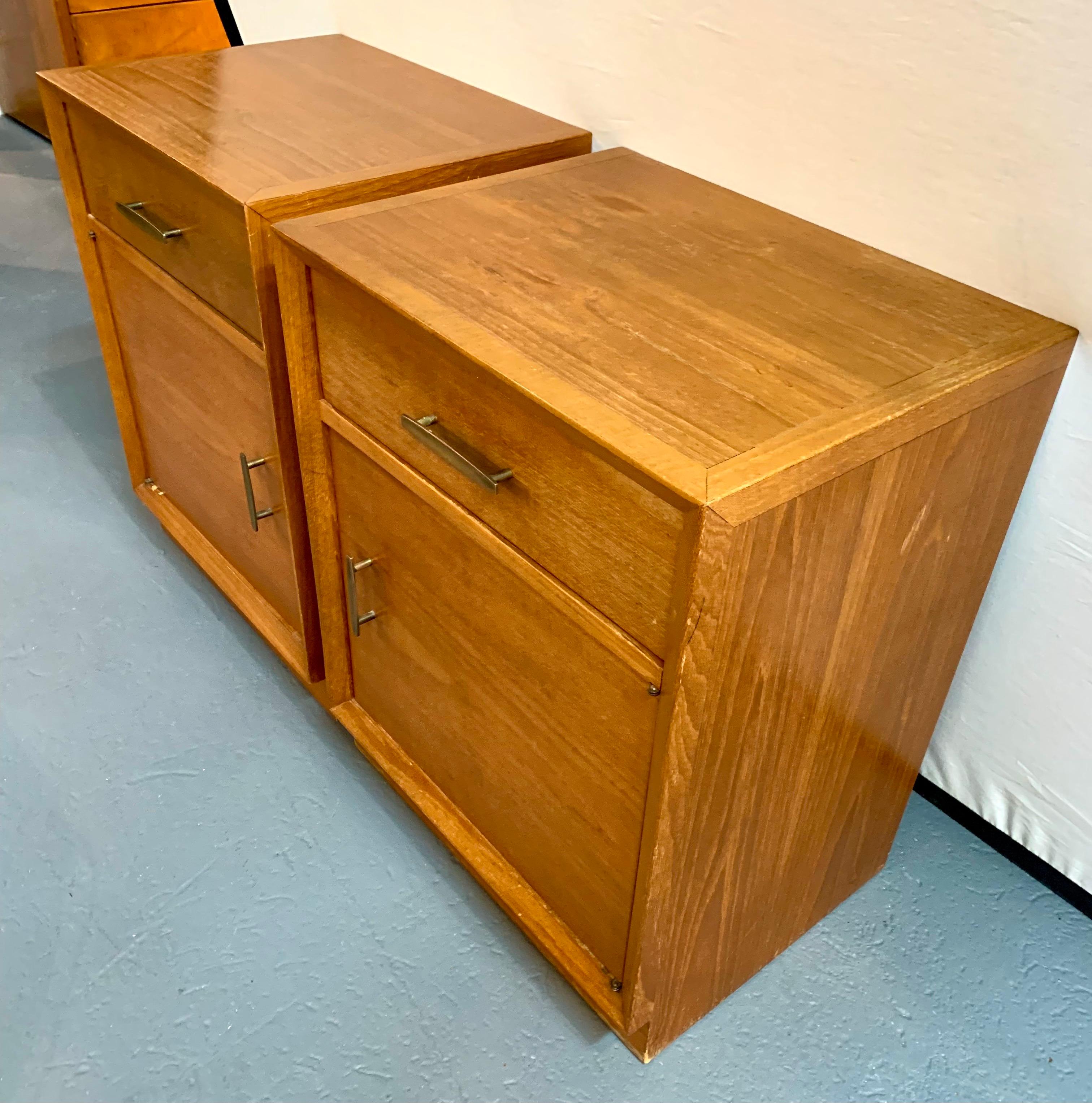 20th Century Mid Century Nightstands Bedside Tables, Pair