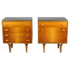 Mid-Century Nightstands with Black Glass Tops from Novy Domov, 1970s, Set of 2