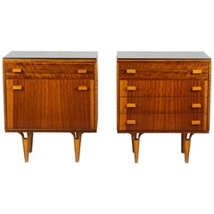 Midcentury Nightstands with Black Glass Tops from Novy Domov, 1970s, Set of Two