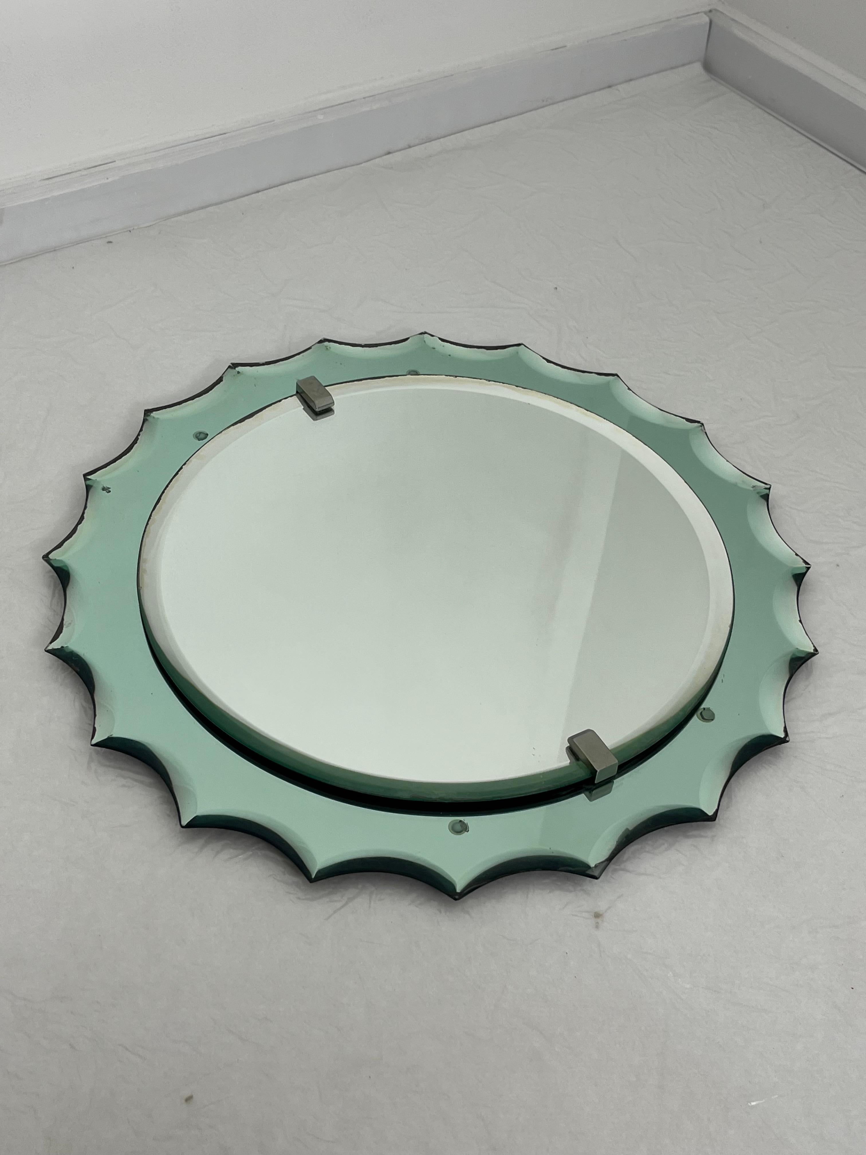 Espejo Verde Nilo de mediados de siglo Atribuido a Crystal Art, Años 50 Italiano en venta