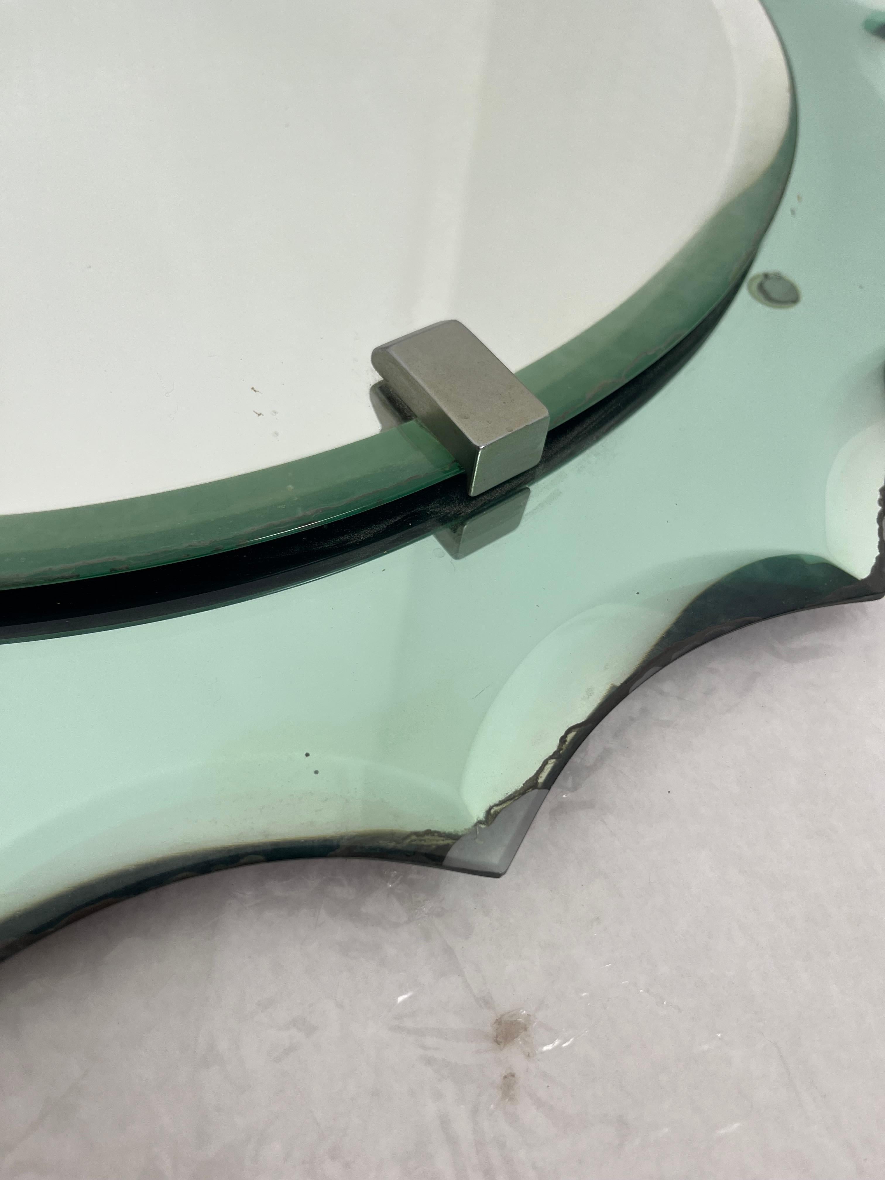 Espejo Verde Nilo de mediados de siglo Atribuido a Crystal Art, Años 50 en venta 1