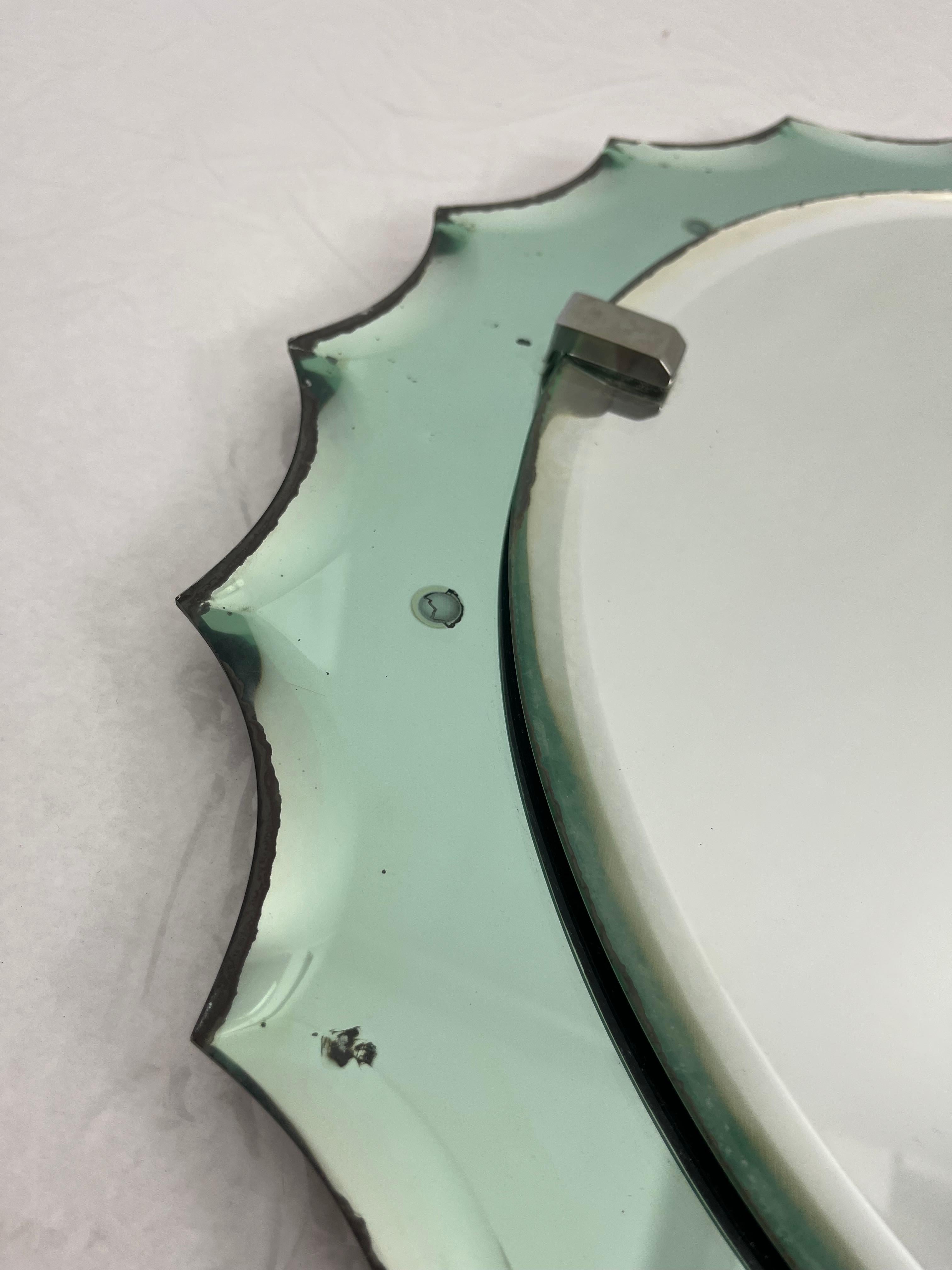Espejo Verde Nilo de mediados de siglo Atribuido a Crystal Art, Años 50 en venta 2