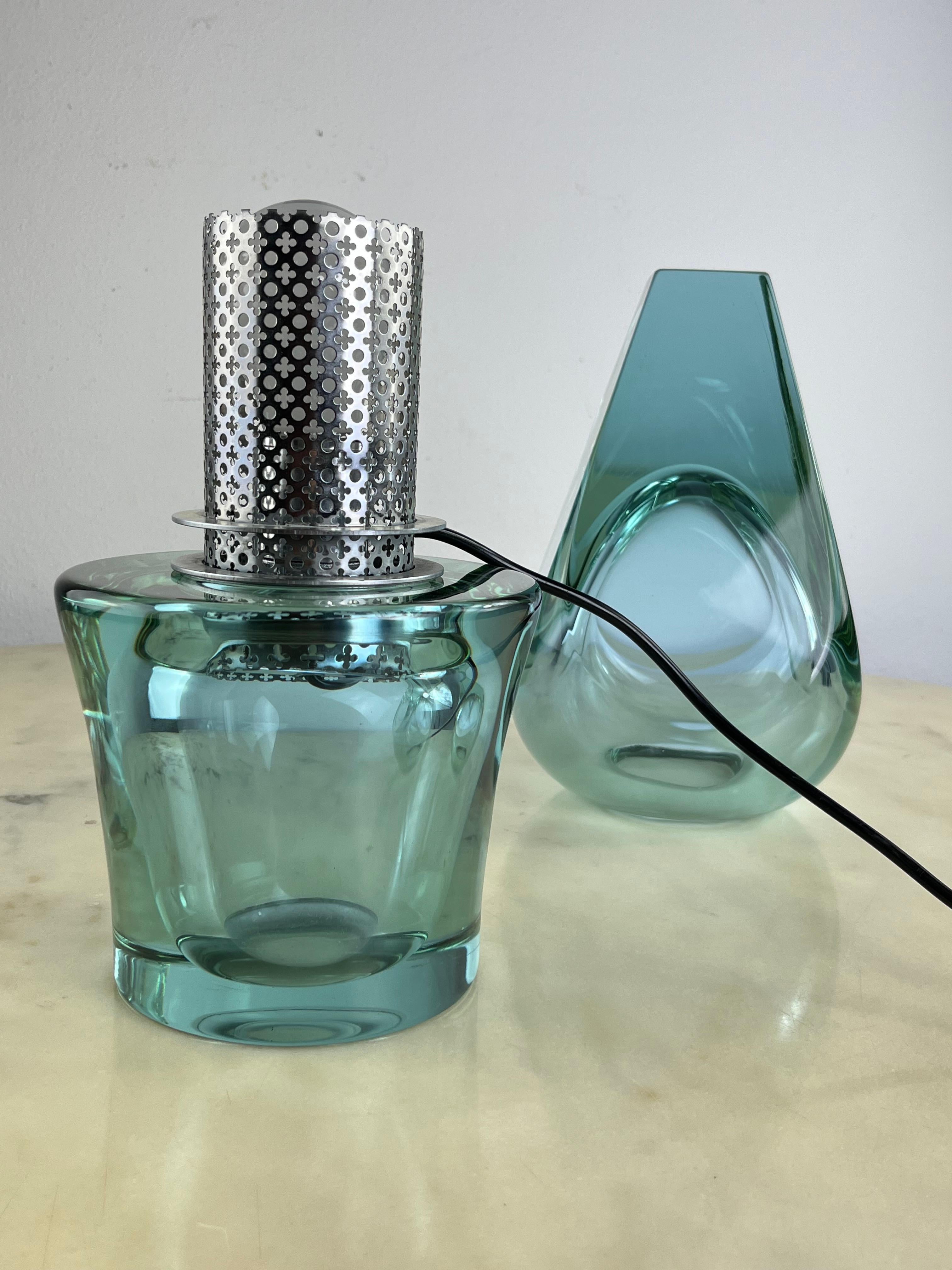 Mid-Century Nile Green Murano Glass Table Lamp Attributed To Seguso 1972 For Sale 1