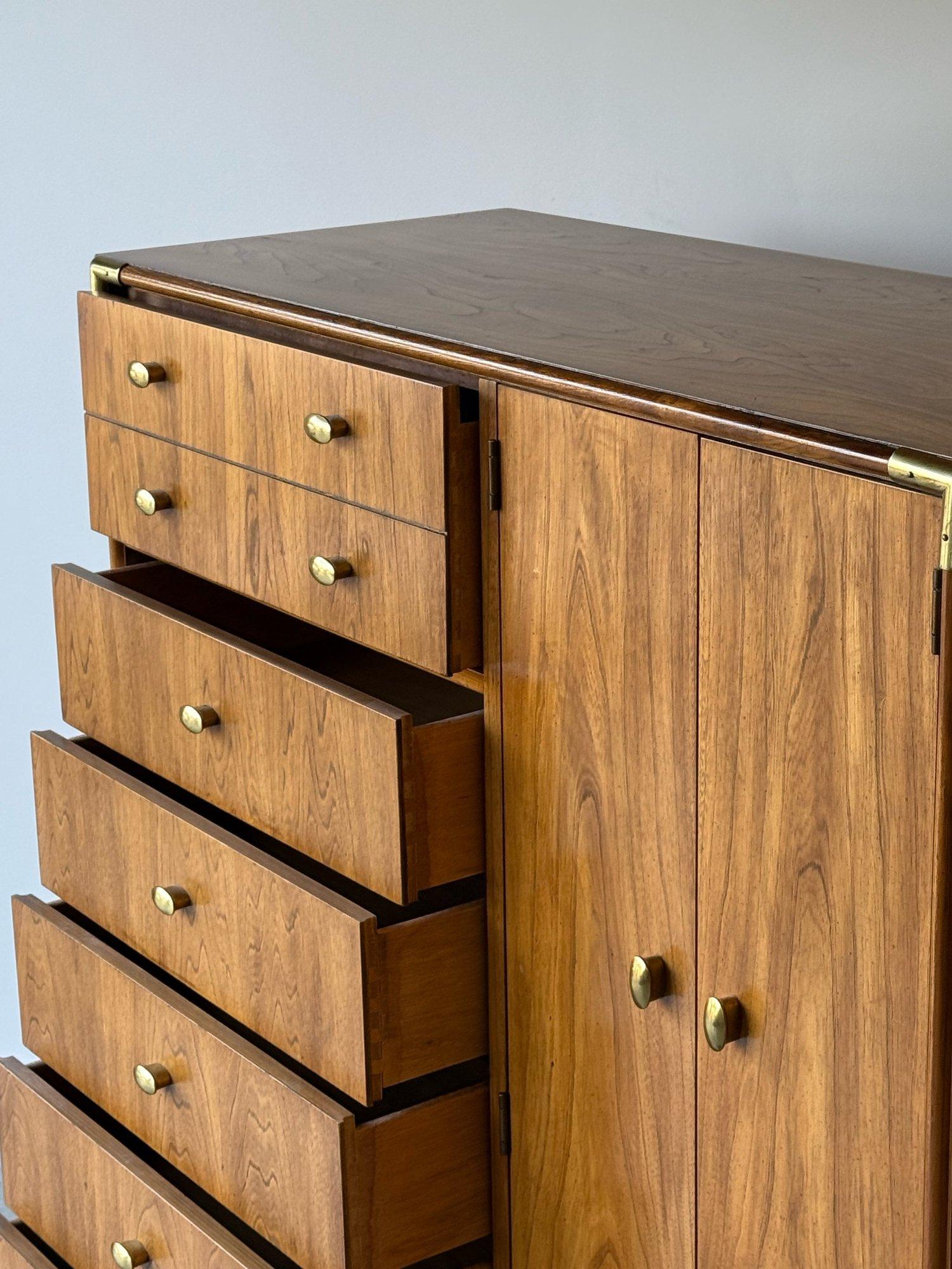 Brass Mid-Century Nine Drawer Dresser by Stanley Furniture
