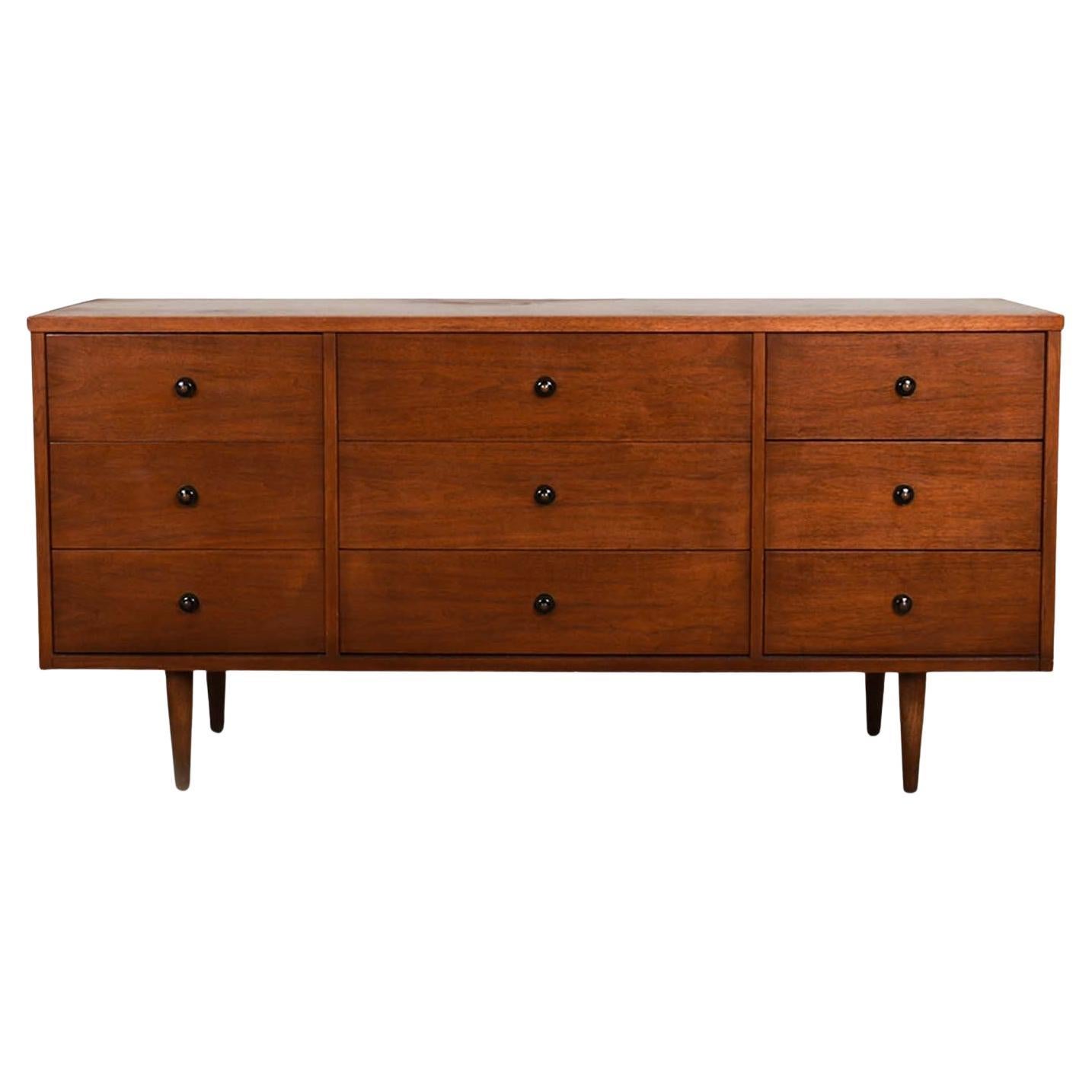 Commode moderne à neuf tiroirs du milieu du siècle