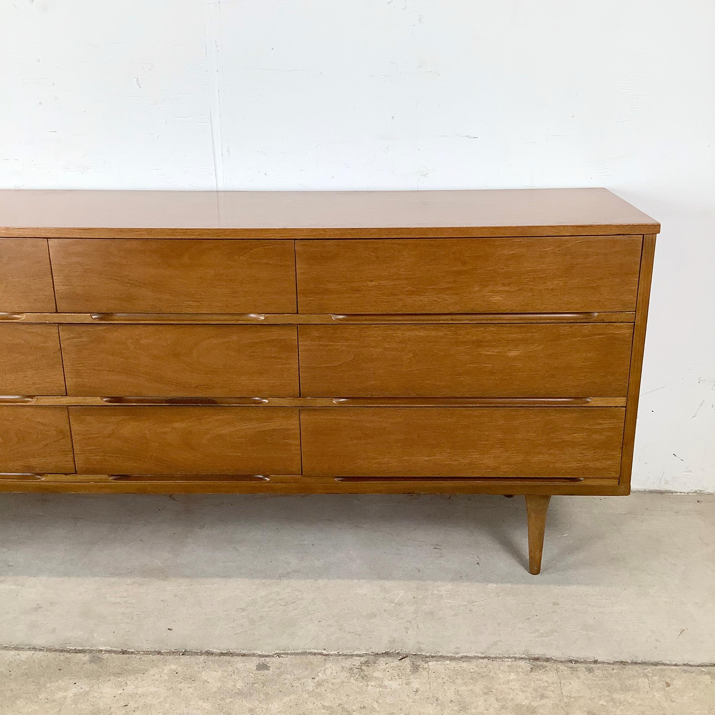 Unknown Mid-Century Nine Drawer Walnut Bedroom Dresser For Sale