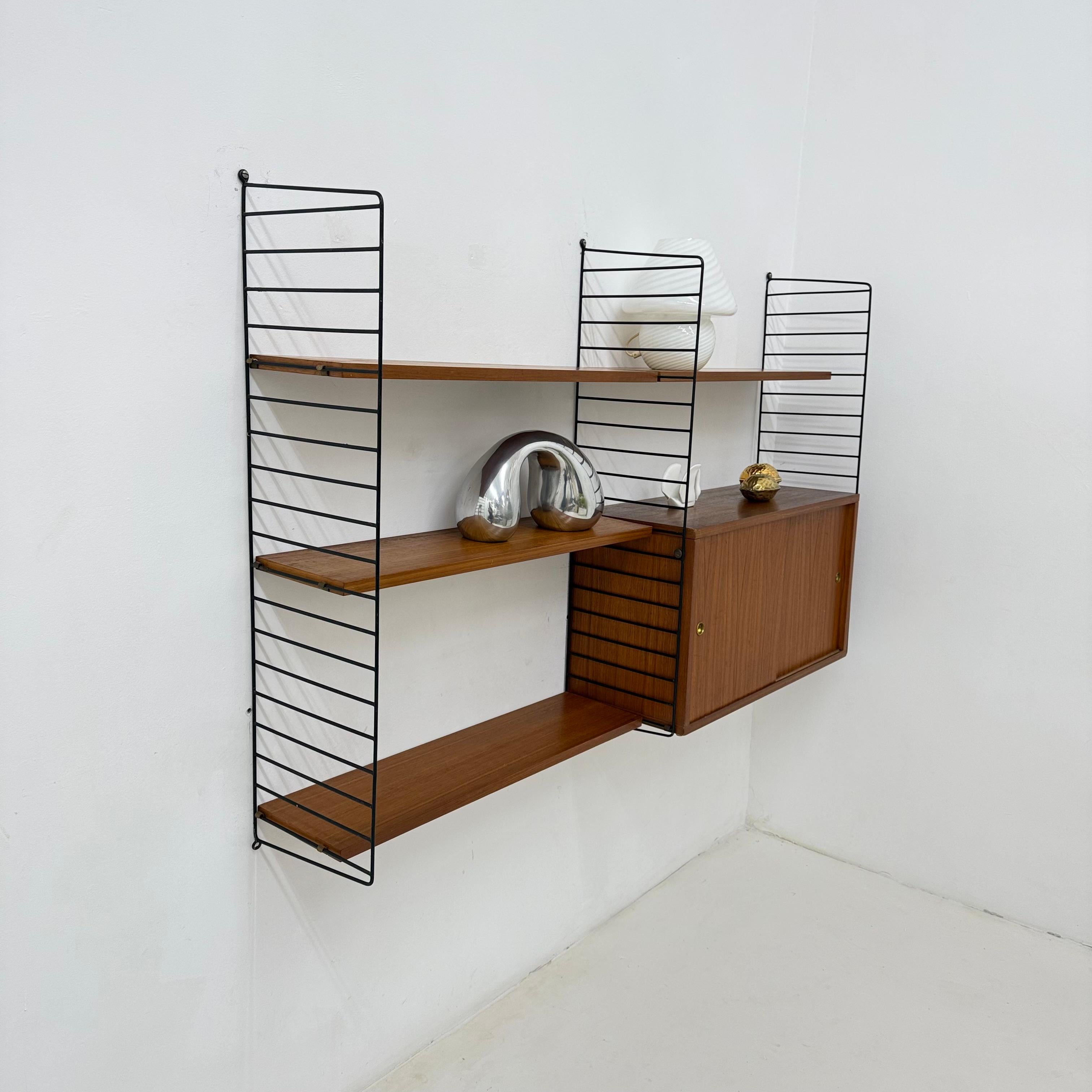 Mid-Century Nisse Strinning string design teak wall unit , 1960s For Sale 3