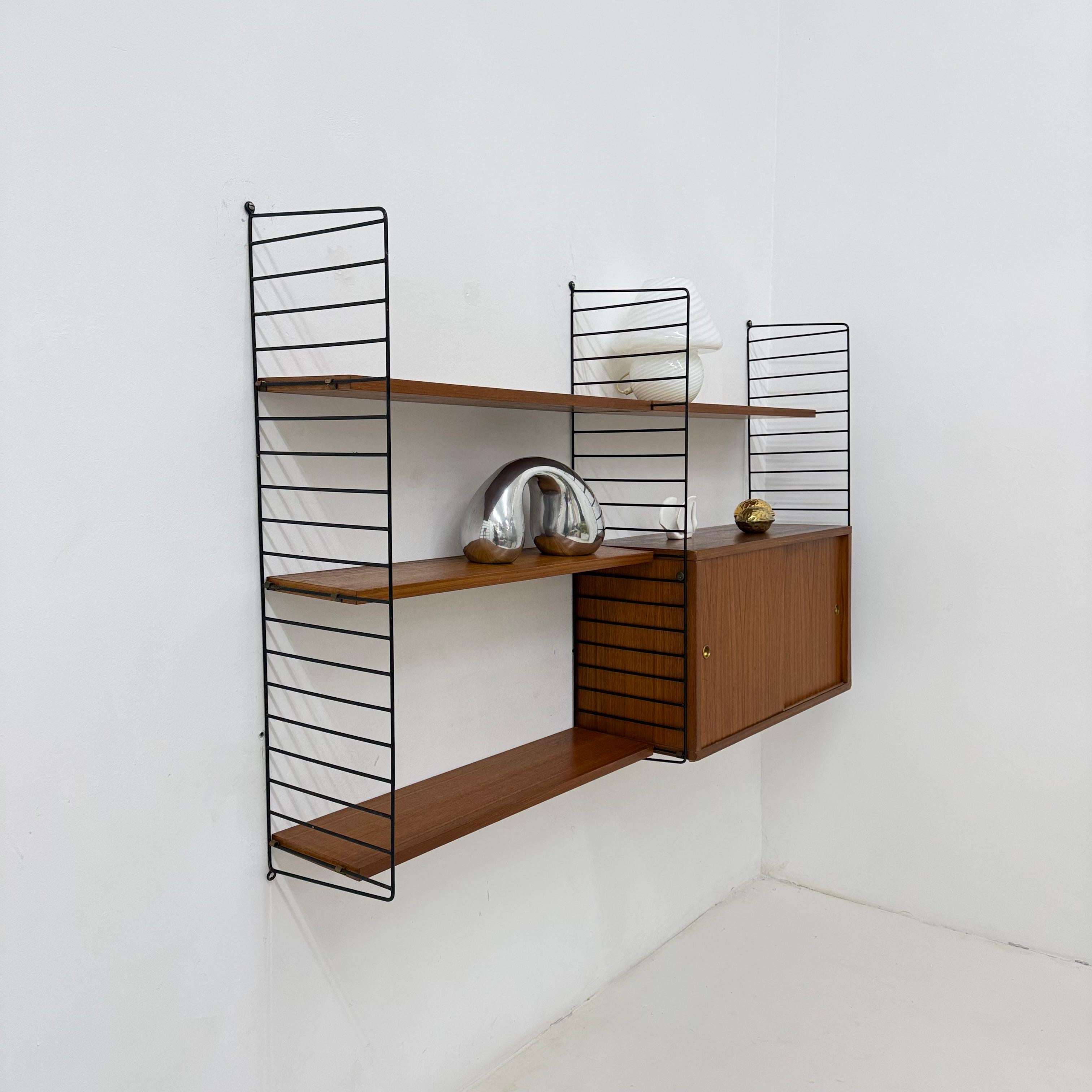 Mid-Century Nisse Strinning string design teak wall unit , 1960s For Sale 4