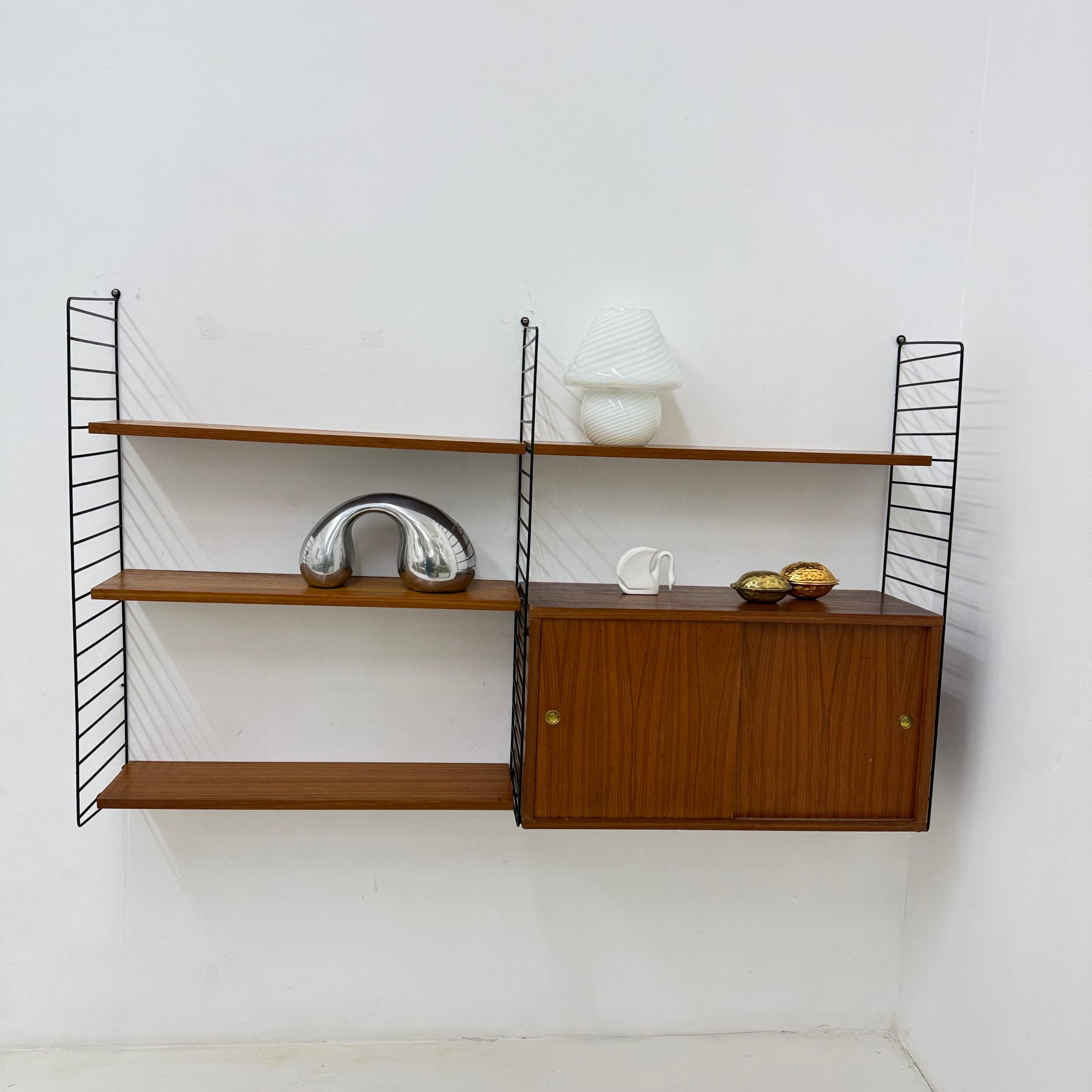 Mid-Century Nisse Strinning string design teak wall unit , 1960s For Sale 5