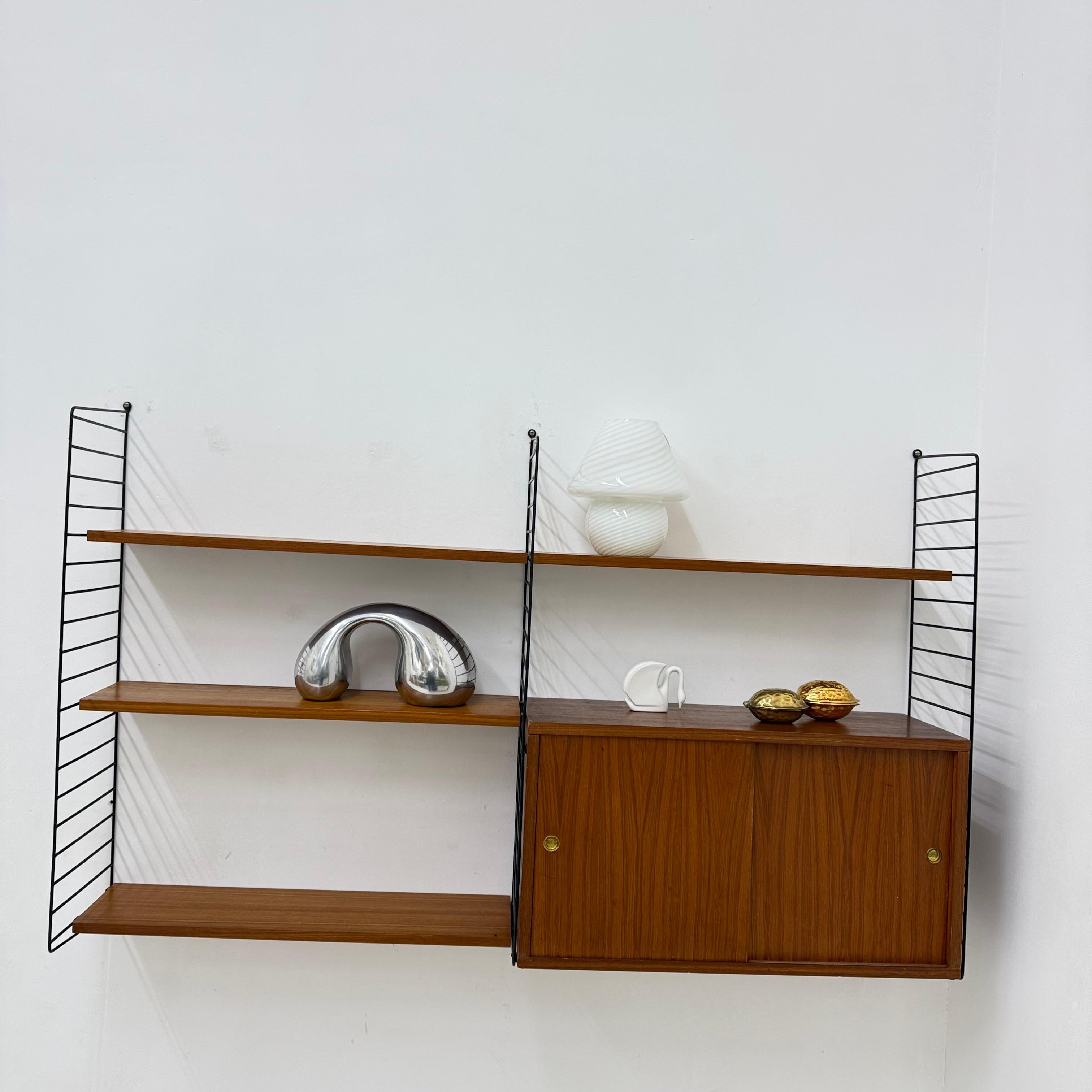 Mid-Century Nisse Strinning string design teak wall unit , 1960s For Sale 6