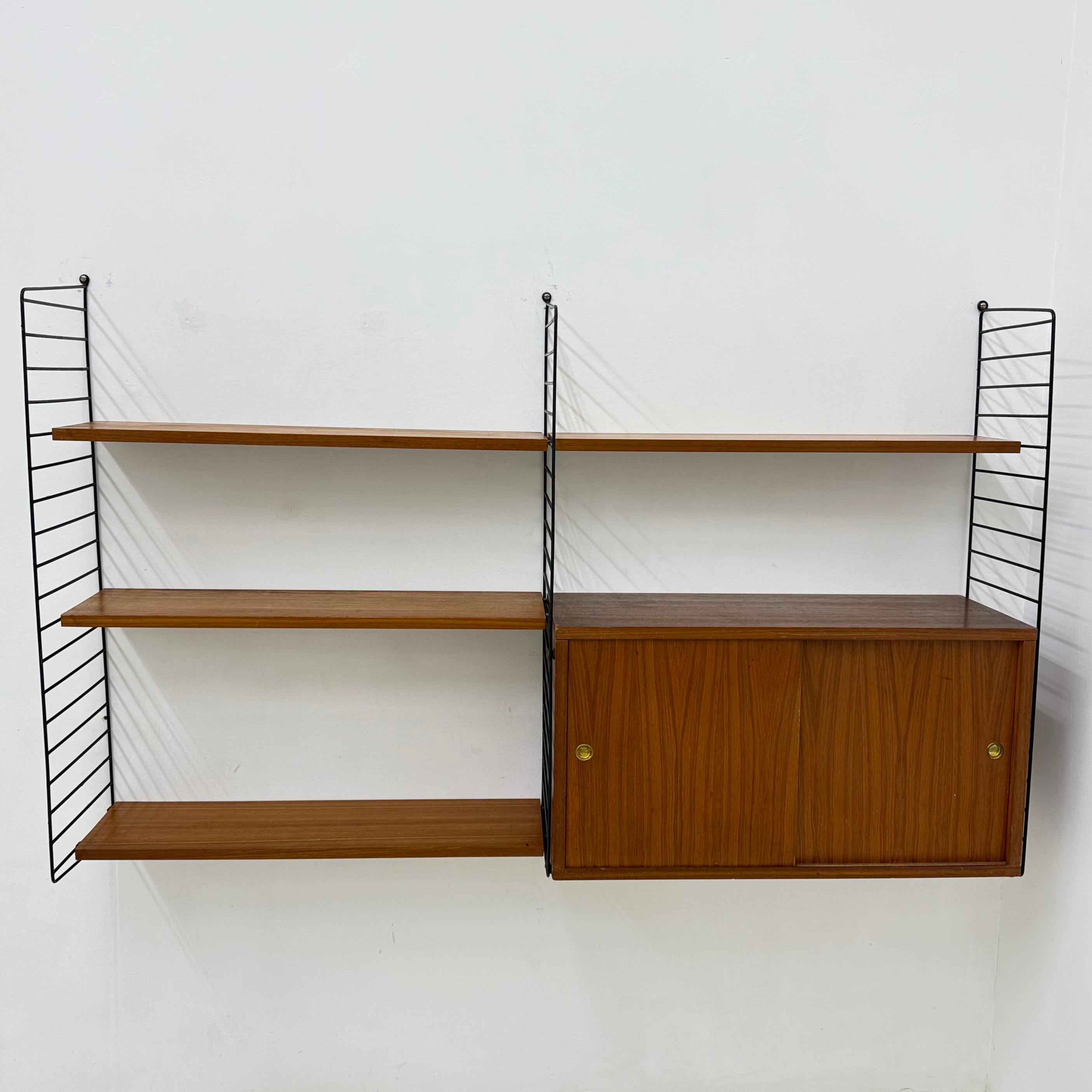 Mid-Century Nisse Strinning string design teak wall unit , 1960s For Sale 7