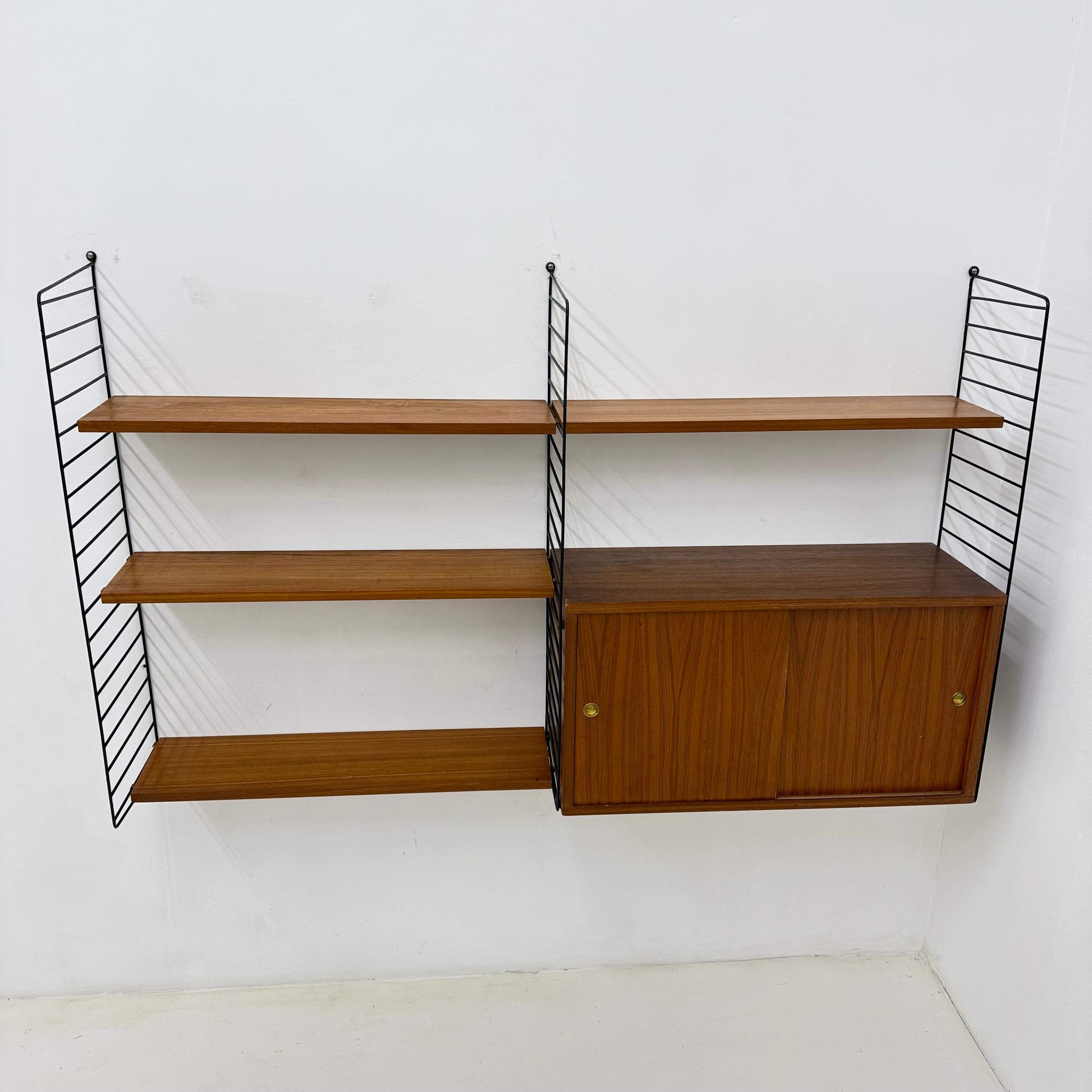 Mid-Century Nisse Strinning string design teak wall unit , 1960s For Sale 9