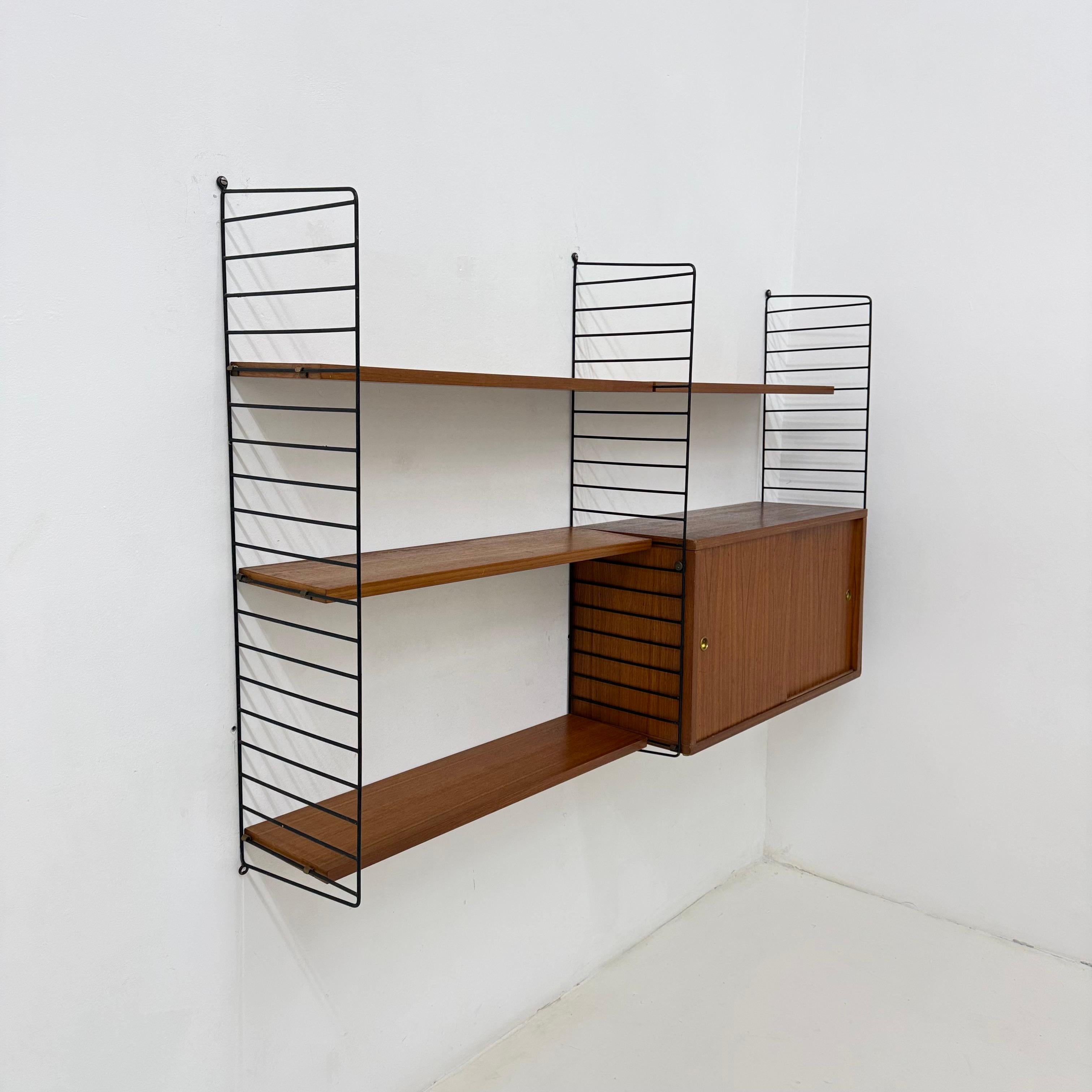 Mid-Century Nisse Strinning string design teak wall unit , 1960s For Sale 10