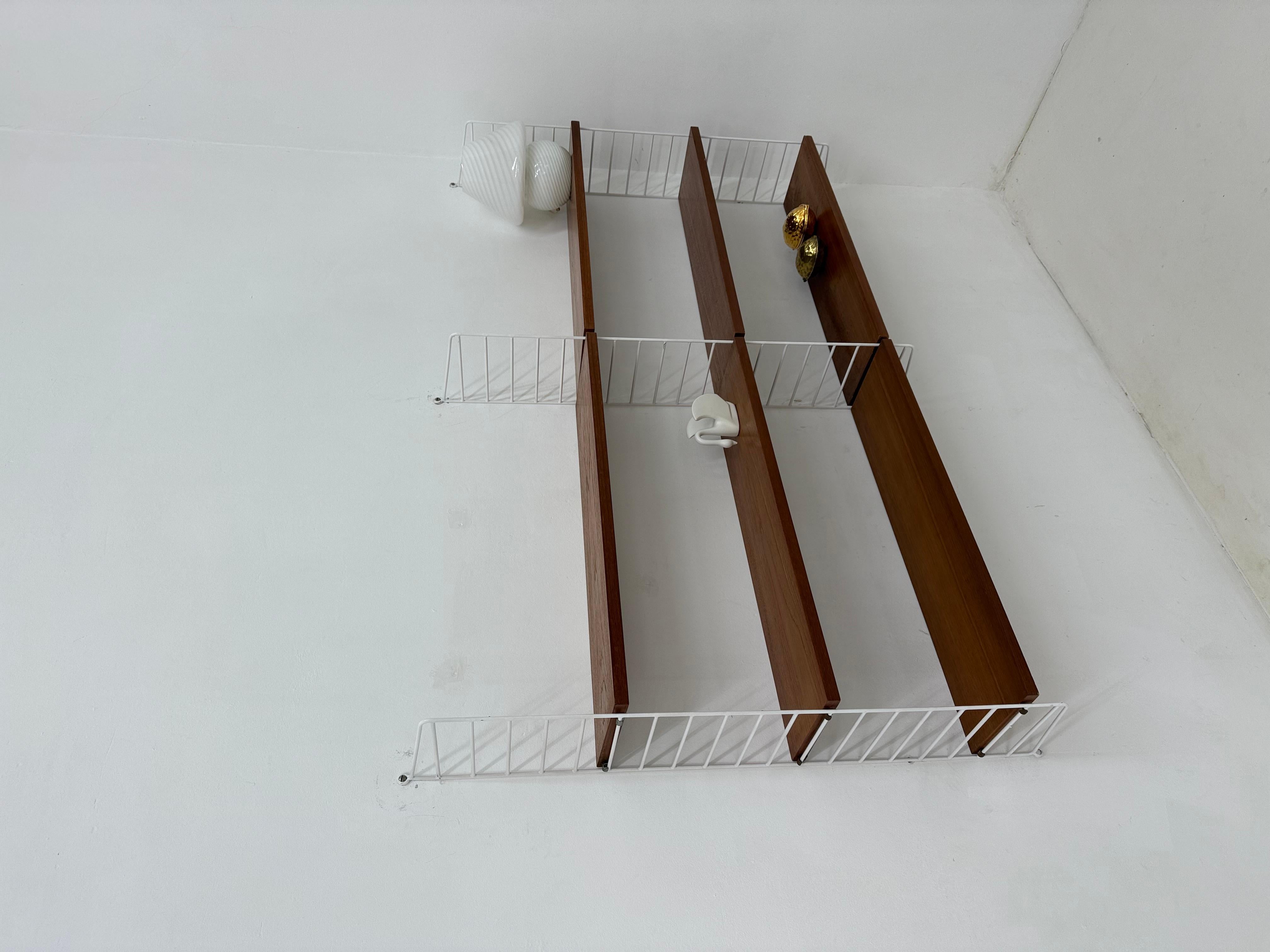 Mid-Century Modern Mid-Century Nisse Strinning string design teak wall unit , 1960s For Sale