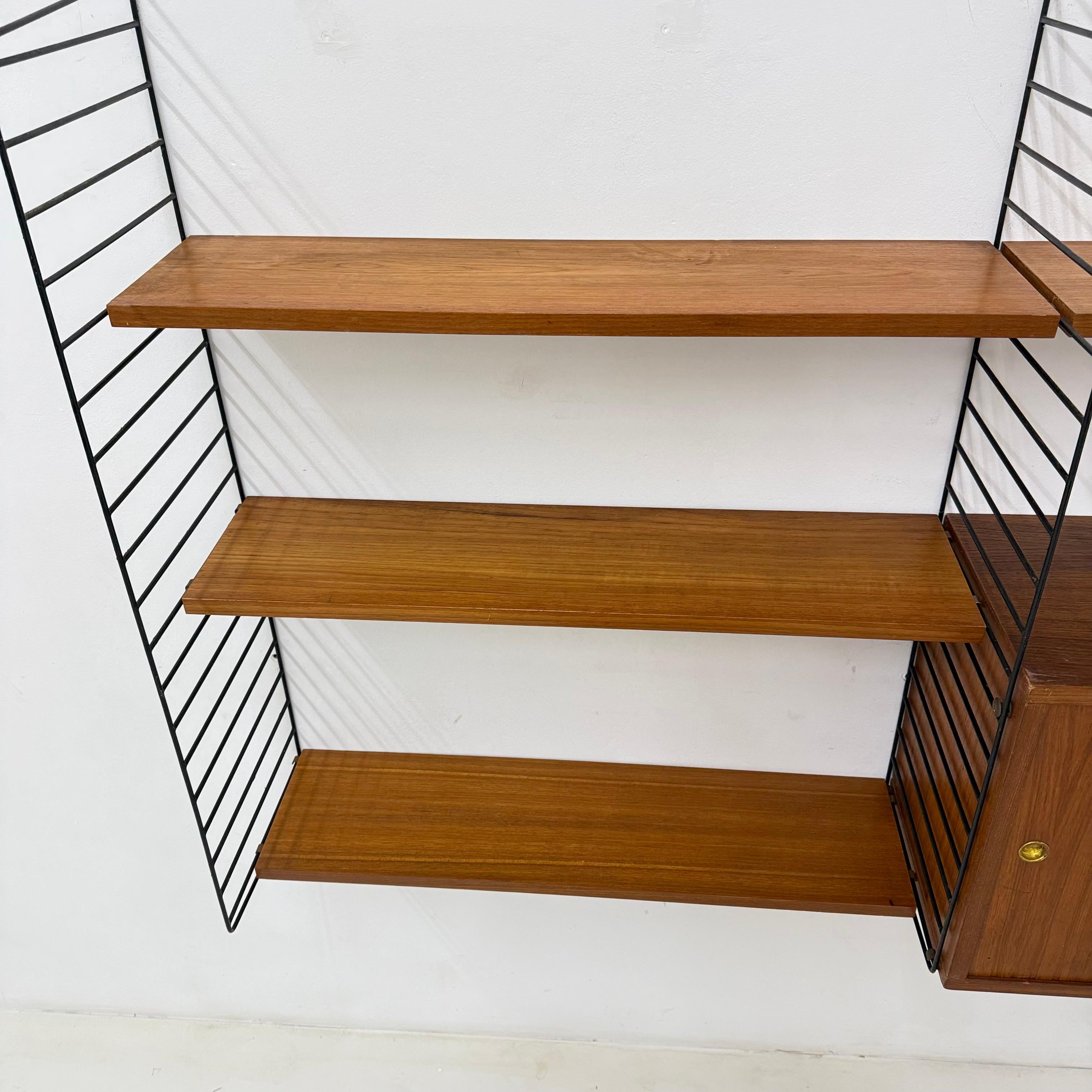 Mid-Century Nisse Strinning string design teak wall unit , 1960s For Sale 13