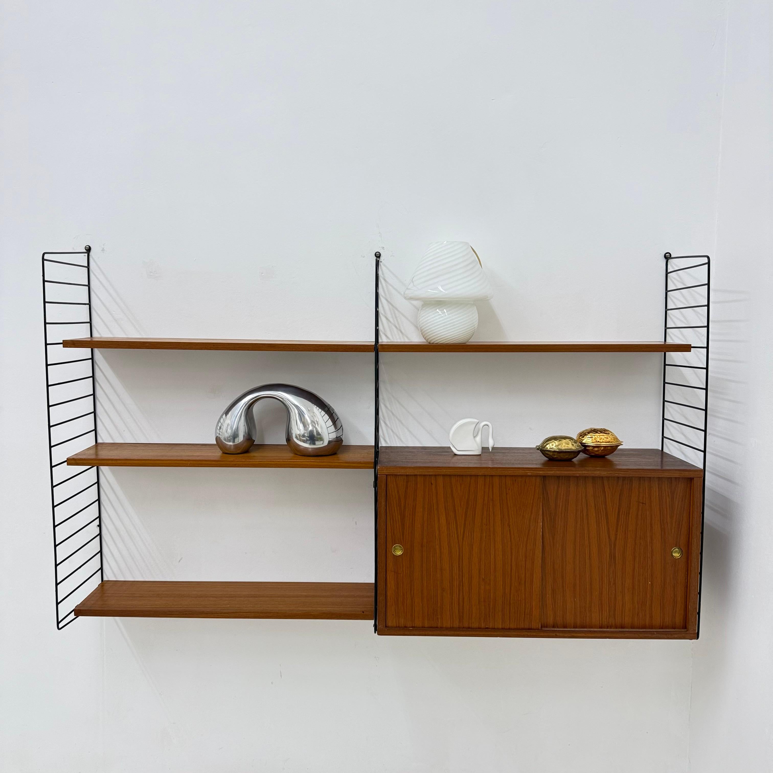 Mid-20th Century Mid-Century Nisse Strinning string design teak wall unit , 1960s For Sale