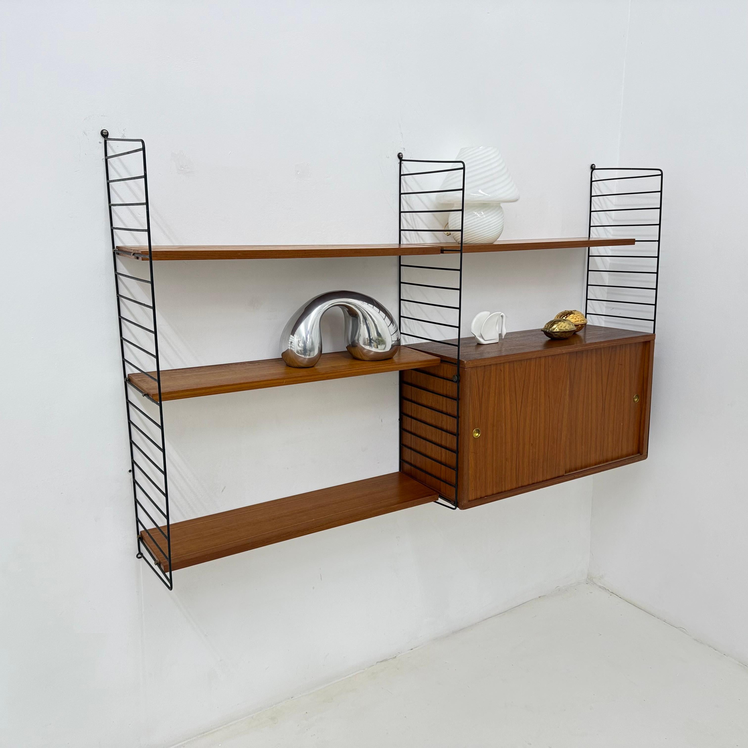 Mid-Century Nisse Strinning string design teak wall unit , 1960s For Sale 1