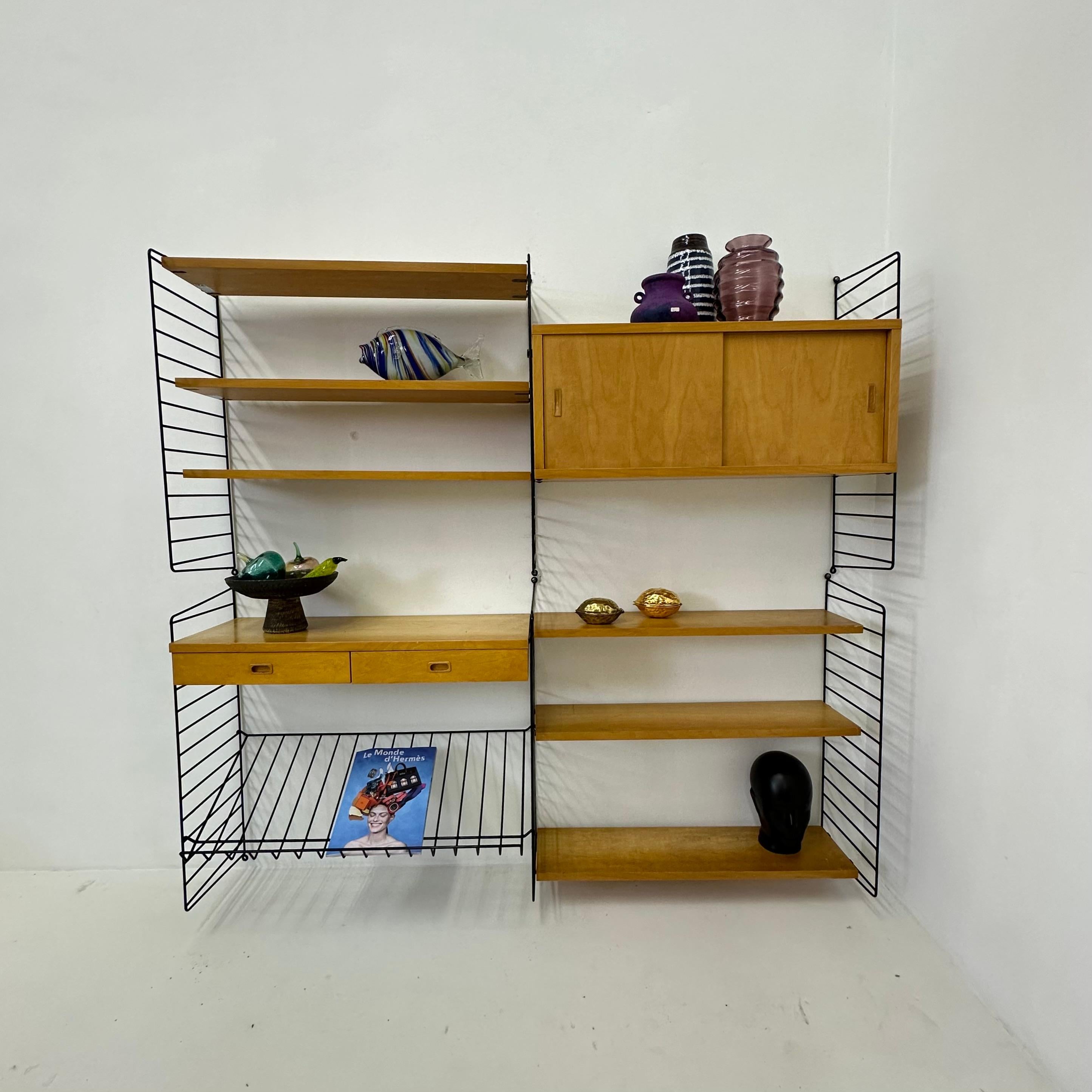 Swedish Mid-Century Nisse Strinning string design wall unit , 1960s For Sale