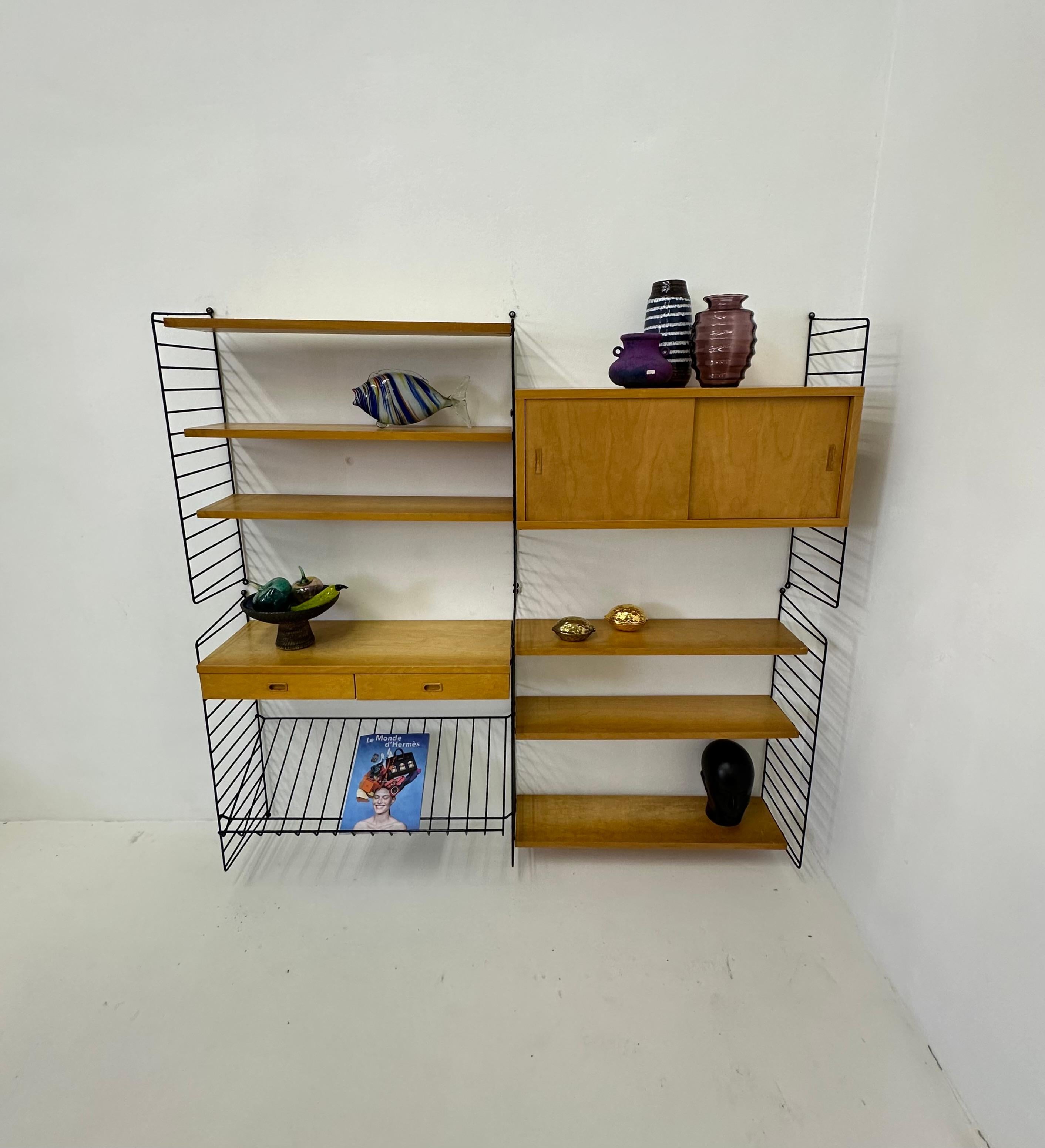 Mid-Century Nisse Strinning string design wall unit , 1960s For Sale 1