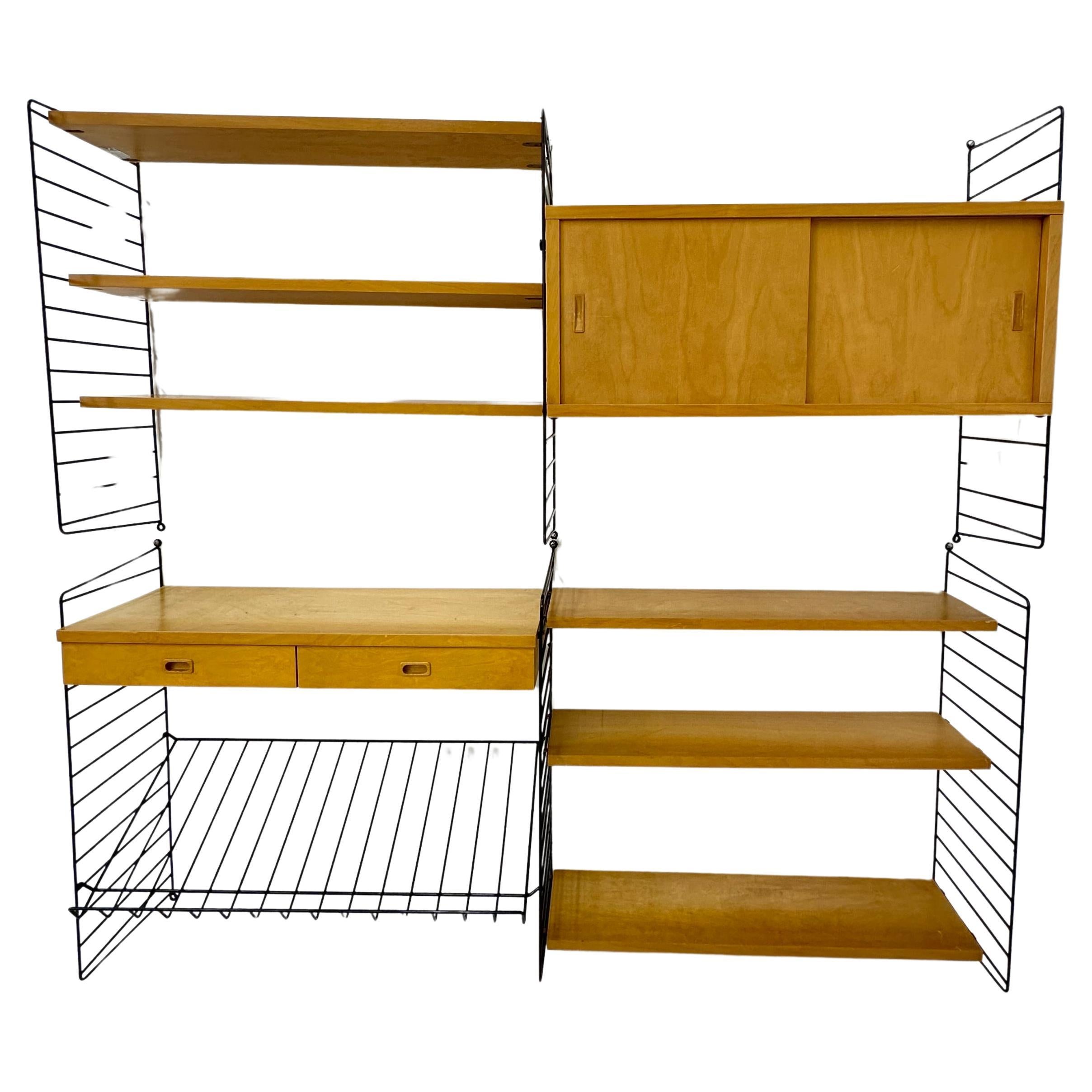 Mid-Century Nisse Strinning string design wall unit , 1960s For Sale