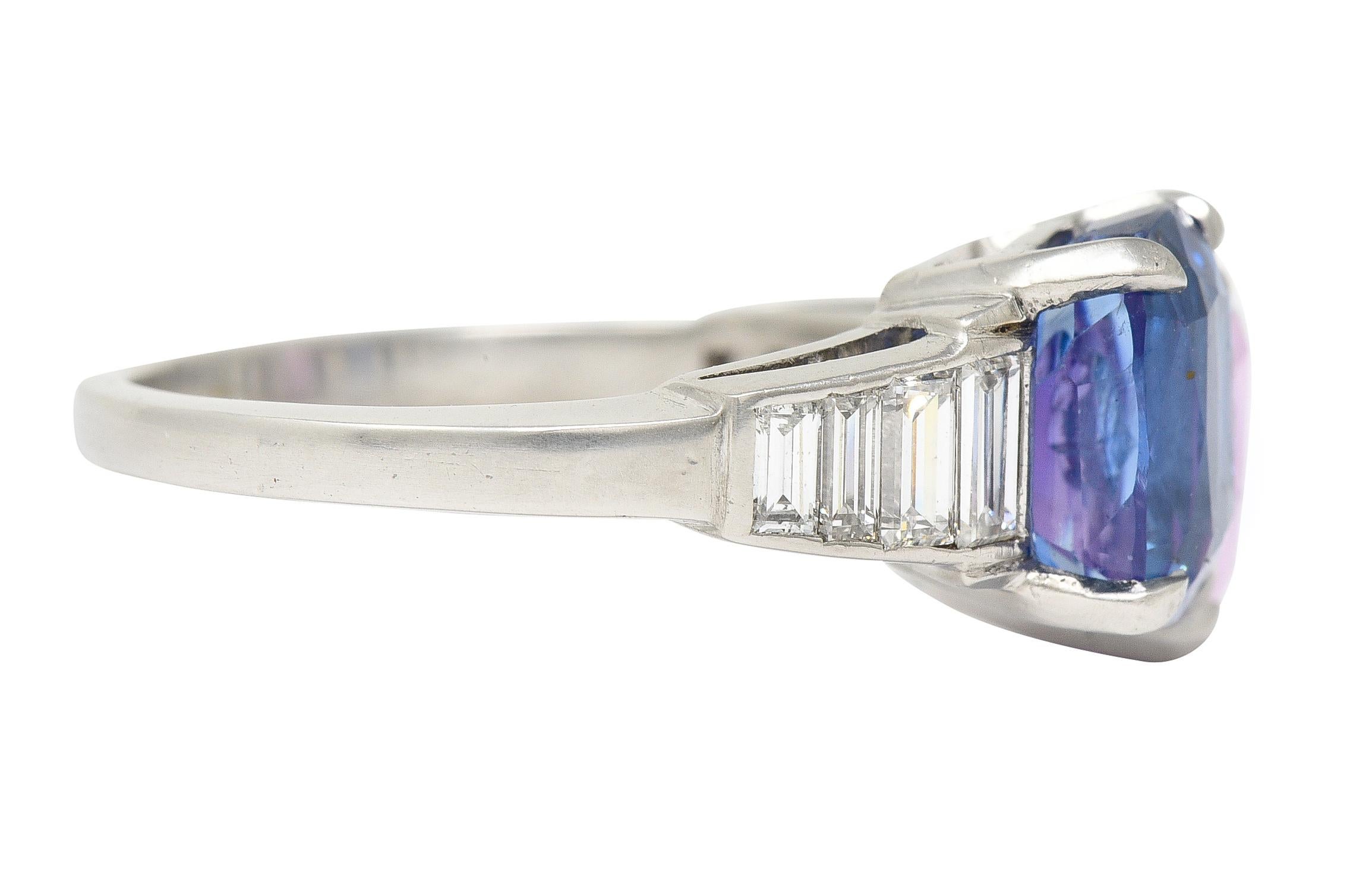 Modern Mid-Century No Heat Ceylon Pink & Blue Sapphire Diamond Bypass Vintage Ring GIA For Sale