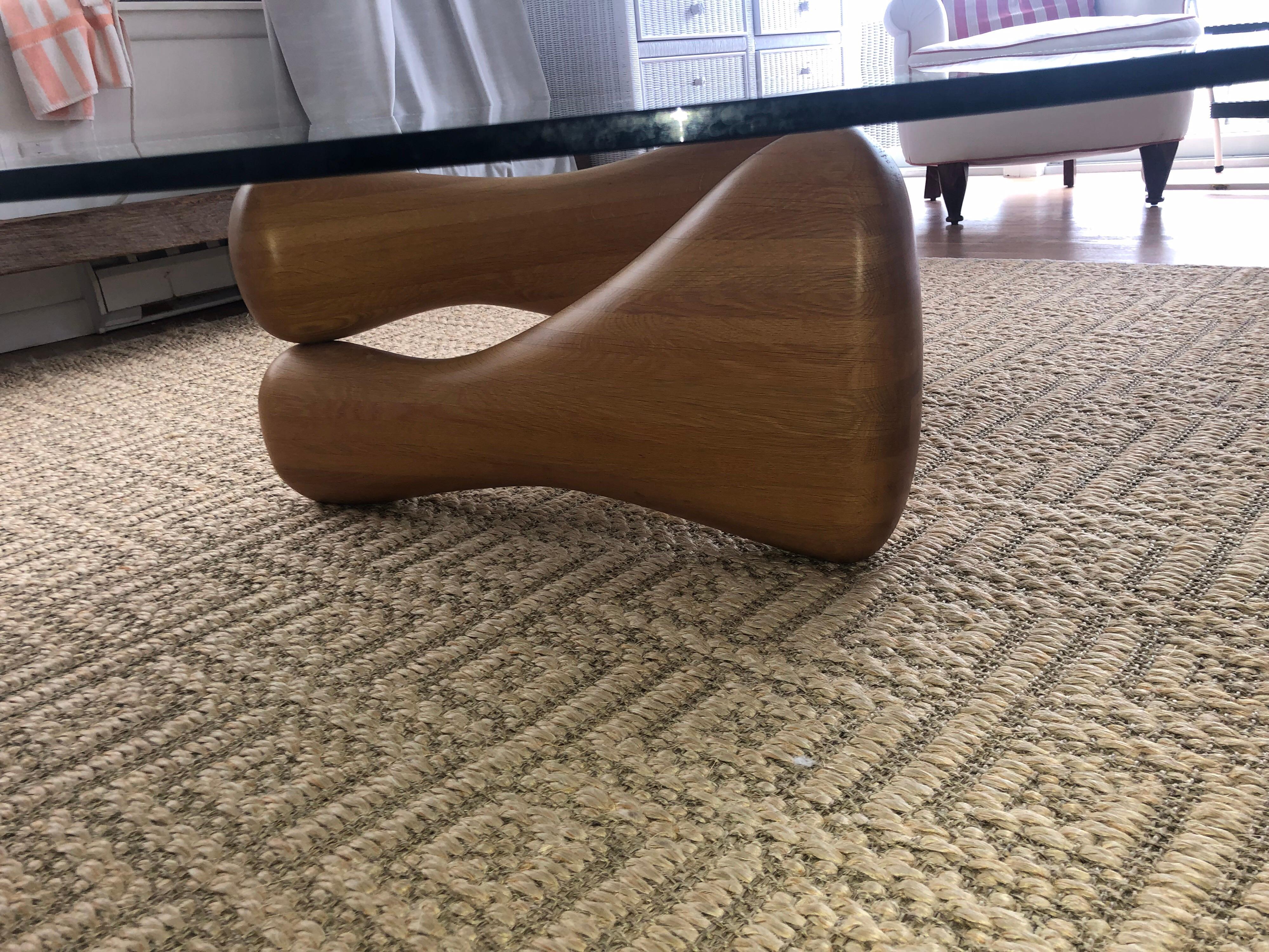 Midcentury Noguchi Style Biomorphic Glass Coffee Table In Good Condition In Southampton, NY