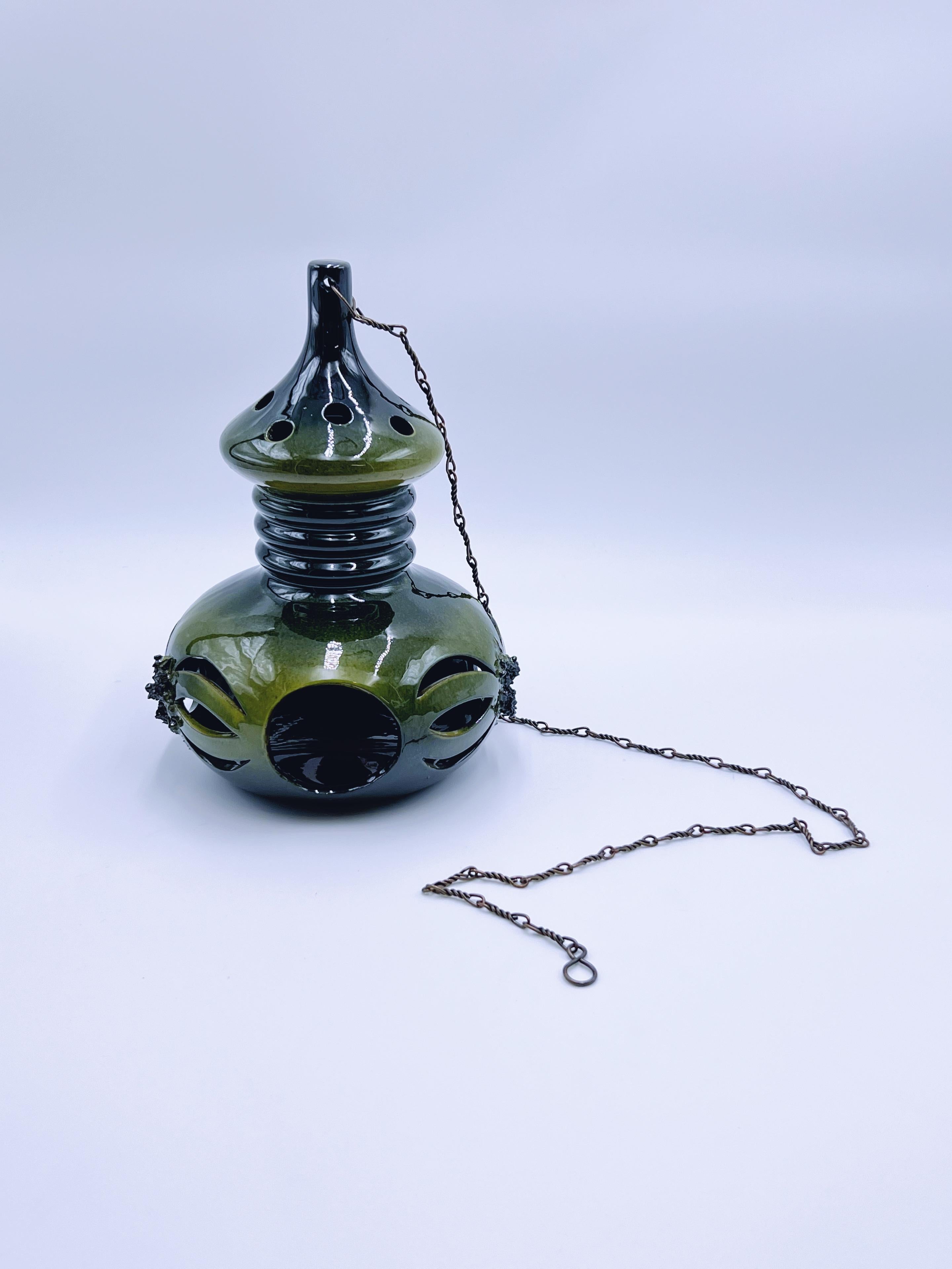 Colgante de cerámica nórdica de mediados de siglo para candelitas y plantas, c.1960 en venta 1