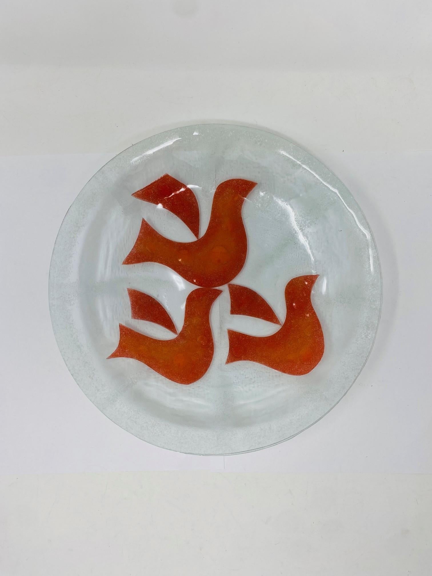 Mid-Century moderno Mid Century Nordic Stained Glass Art Bowl in vendita