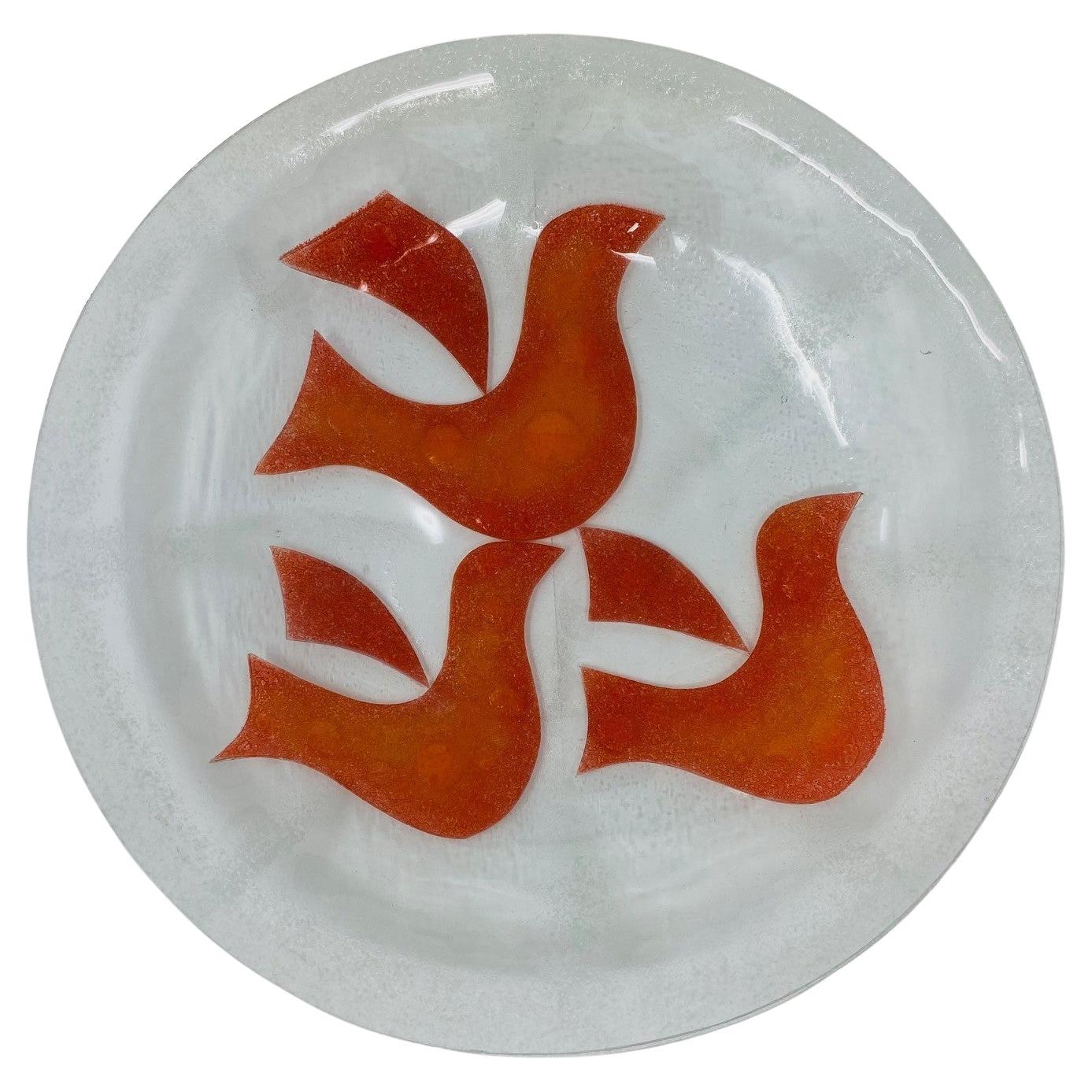 Mid Century Nordic Stained Glass Art Bowl