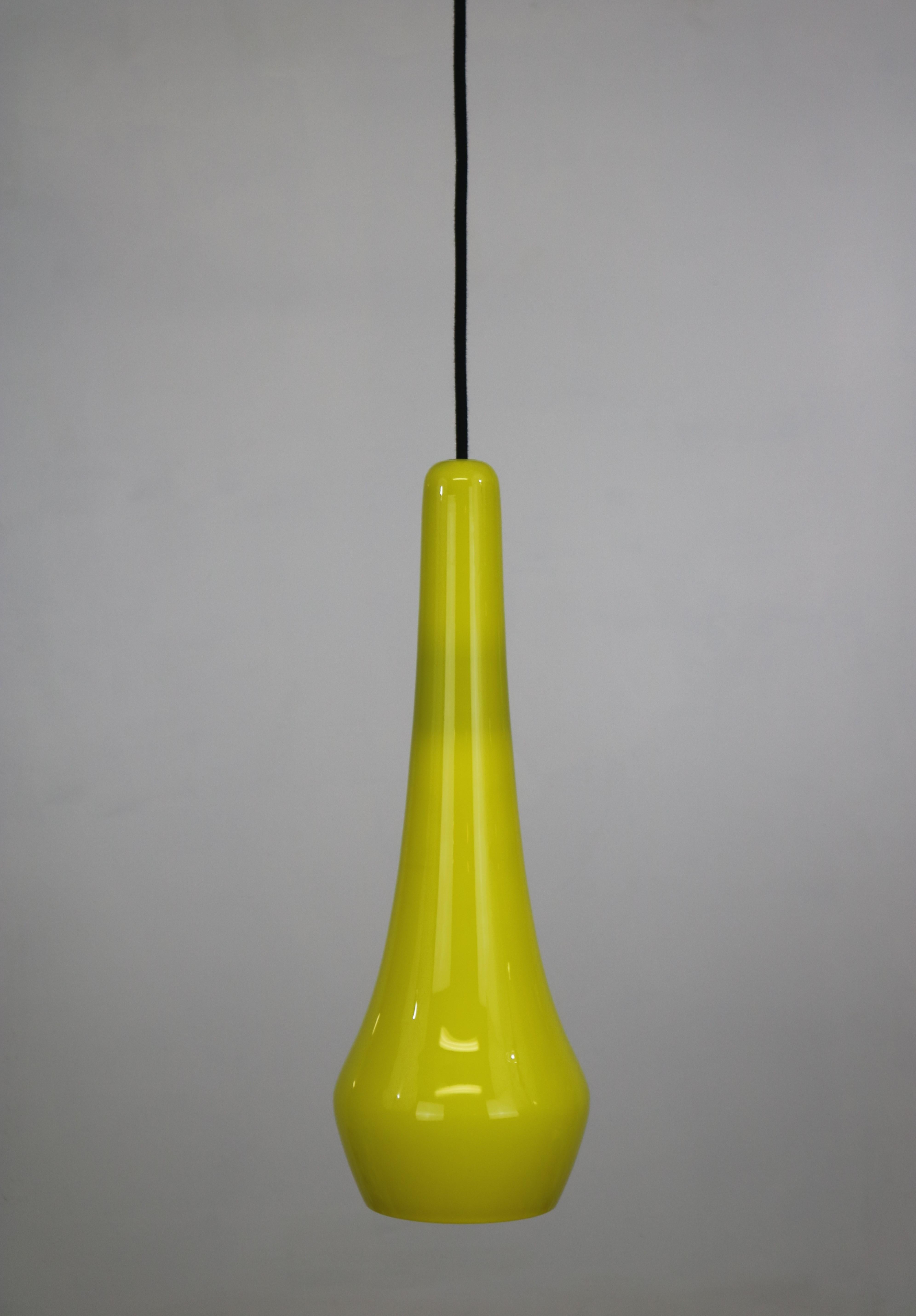 European Midcentury Nordic Yellow Glass Pendant Lamp