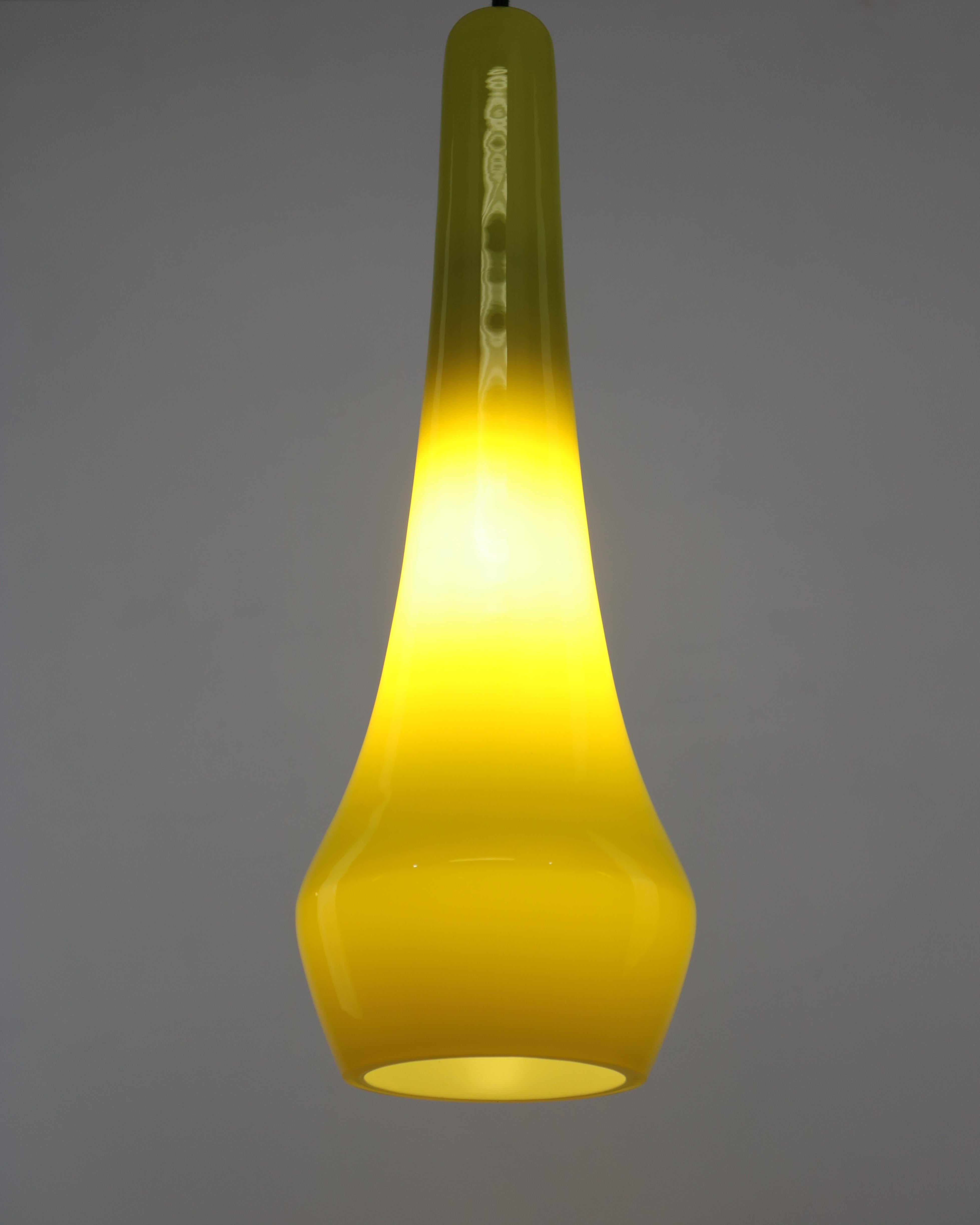 Midcentury Nordic Yellow Glass Pendant Lamp 3