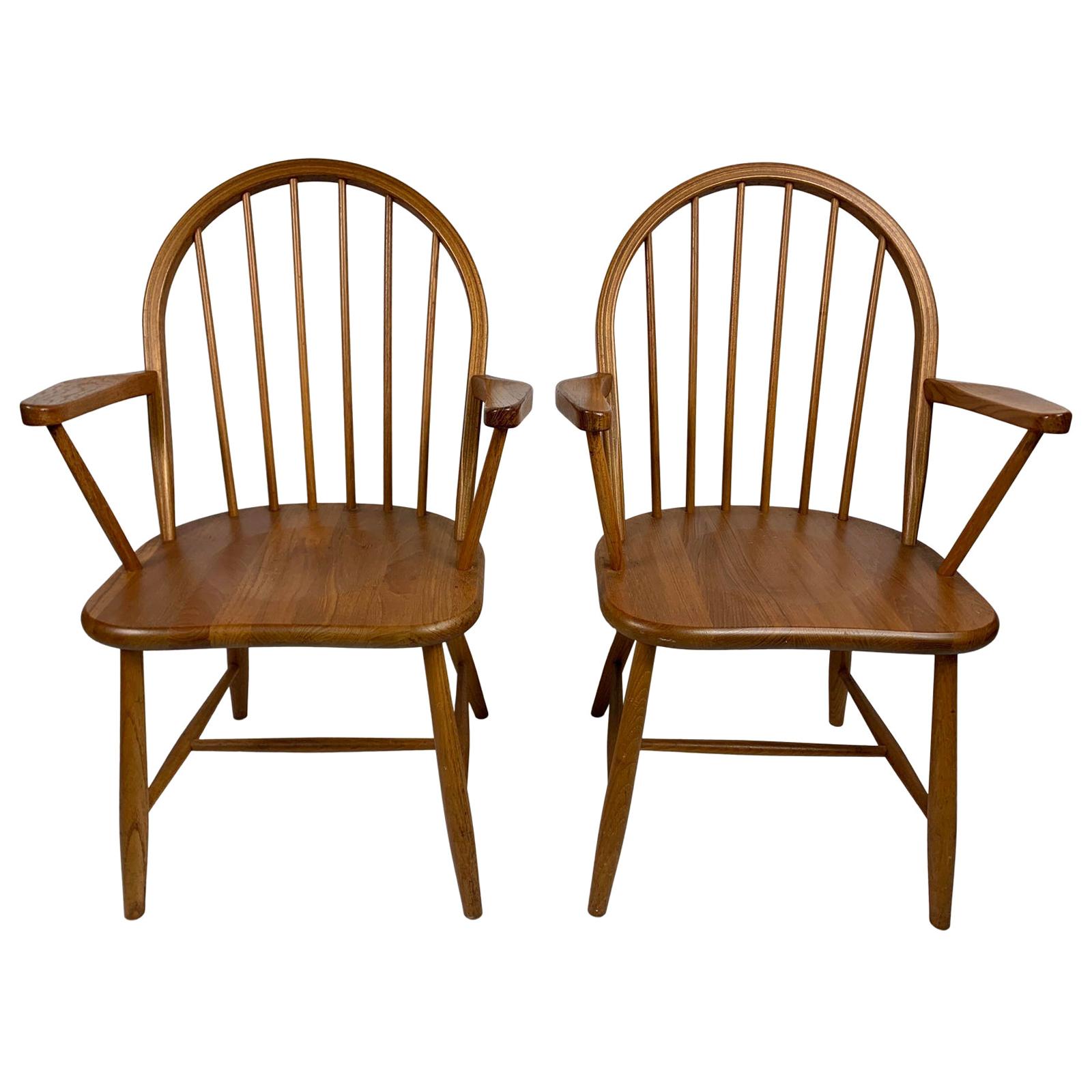 Mid-Century Nordisk Andels-Eksport Teak Captain Chairs, a Pair