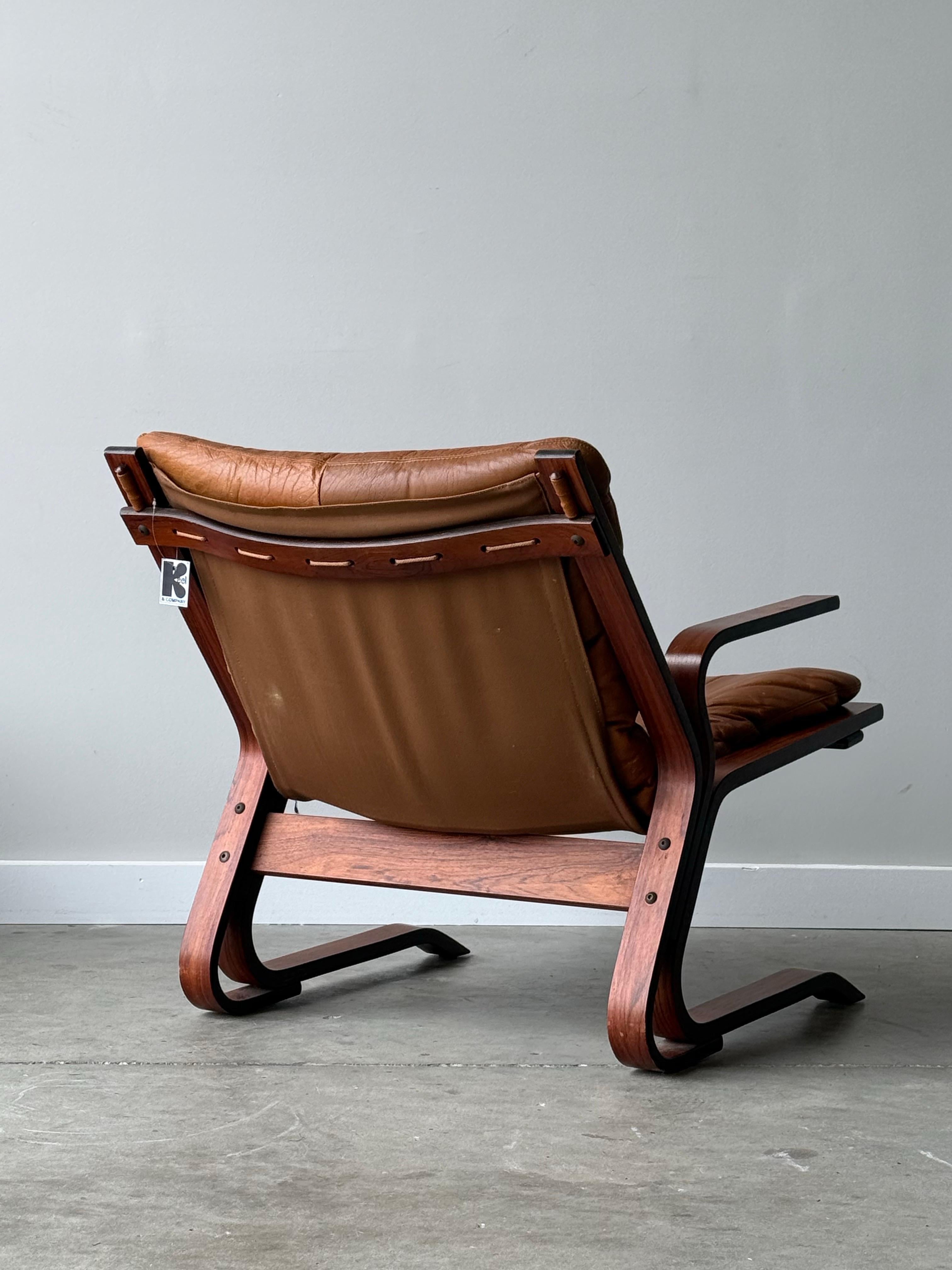 Leather Mid-Century Norwegian Armchair by Oddvin Rykken for Rybo and Co.