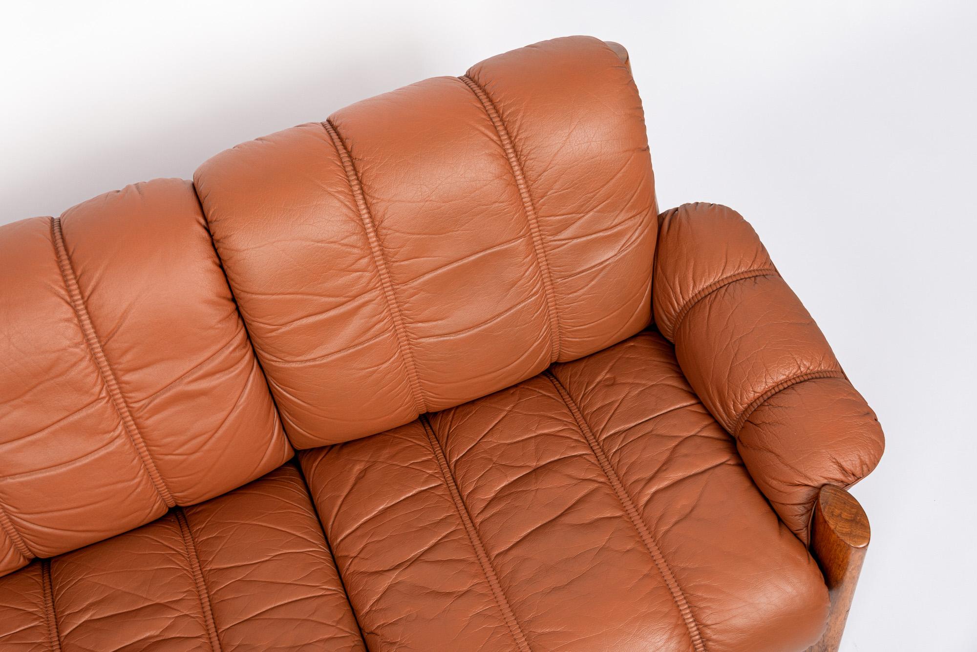 Mid Century Norwegian Brown Leather Loveseat Sofa by Ekornes, 1970s 5